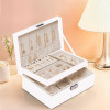 Multi-Compartment Jewellery Box For Women with Keylock | Elegant Ornaments Organizer Storage Box for Ring, Stud, Necklaces &amp; Aesthetic Singar Case | YJ-26-BG | White