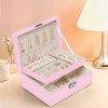 Multi-Compartment Jewellery Box For Women with Keylock | Elegant Ornaments Organizer Storage Box for Ring, Stud, Necklaces &amp; Aesthetic Singar Case | YJ-26-PNK | Baby Pink