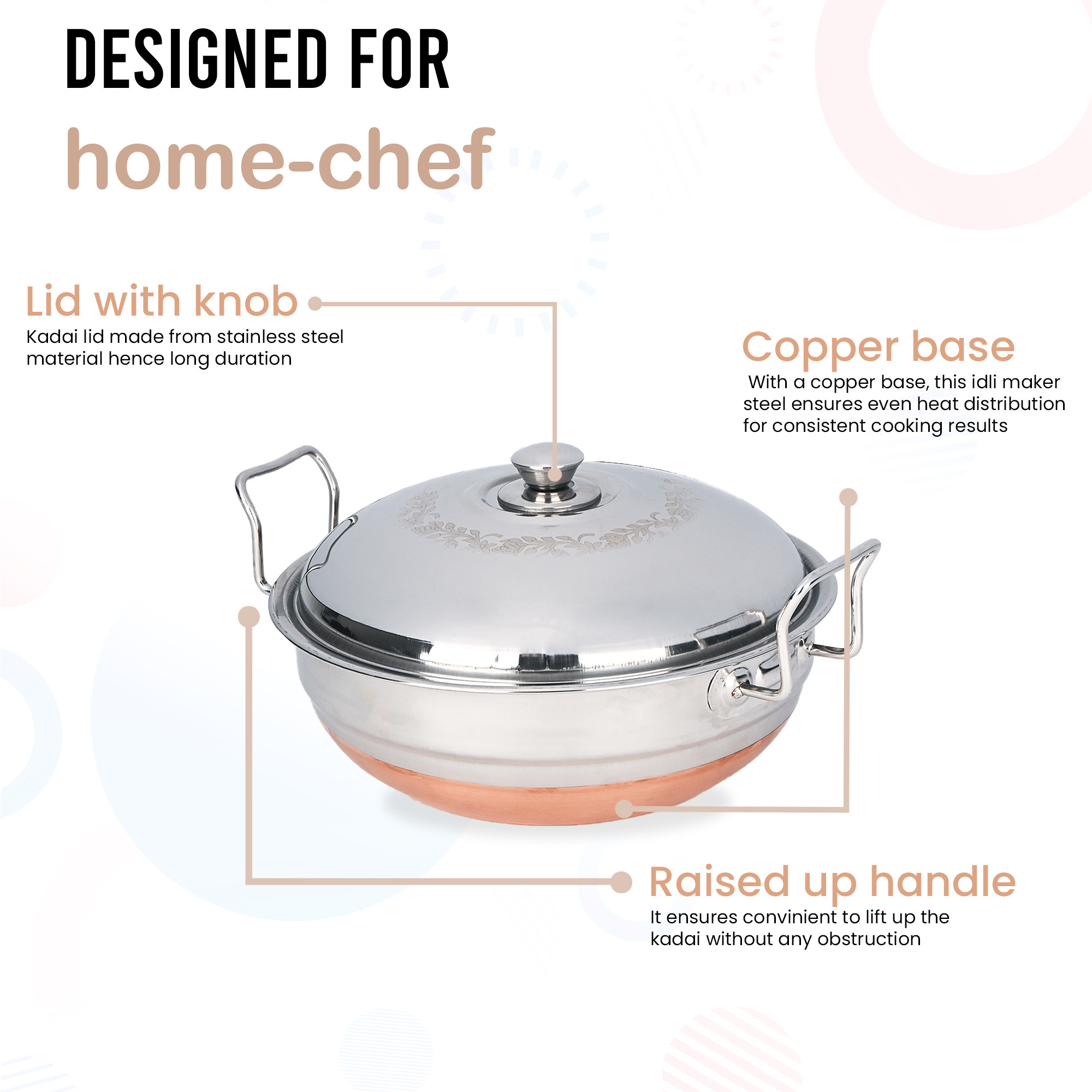 Kuber Industries Multi Kadai Idli Steamer Stainless Steel with Copper Base  Idly Pot with Lid  Handles  Dhokla Idli Maker Set - 2 Idli Plate 2 Dhokla Plate  1 Patra Momo Steamer Plate  Silver