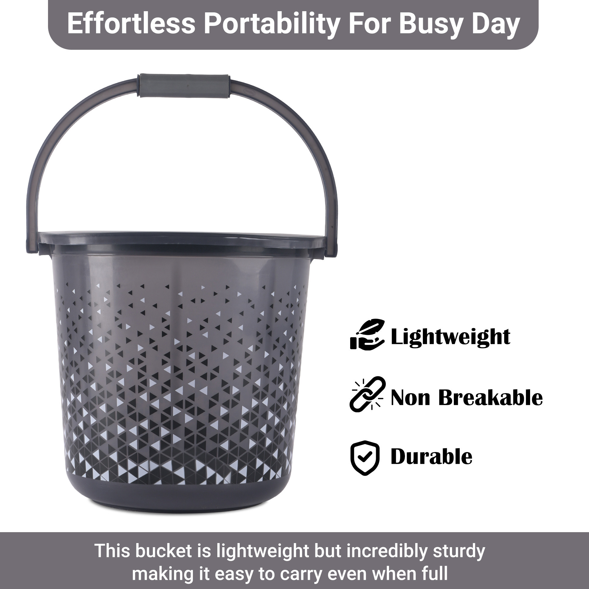 Kuber Industries Multi-Purpose 18 Litres Water Bucket for Washing Clothes  Bathing Balti for Bathroom  Water Storage Container - Essential for Household Chores  Tined- Black