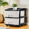 Multi-Purpose 2-Layer Plastic Drawer Storage Organiser | Durable &amp; Modular Kitchen &amp; Toy Organizer For Kids Room, Office &amp; Home | Black &amp; White