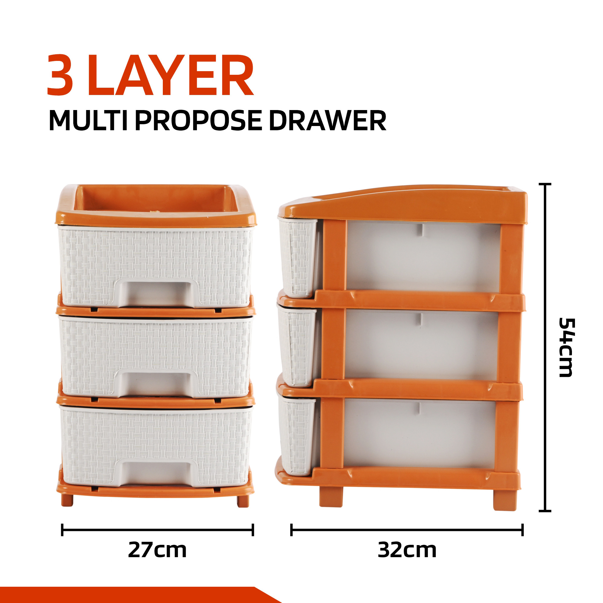 Kuber Industries Multi-Purpose 2-Layer Plastic Drawer Storage Organiser | Durable & Modular Kitchen & Toy Organizer For Kids Room, Office & Home | White & Golden