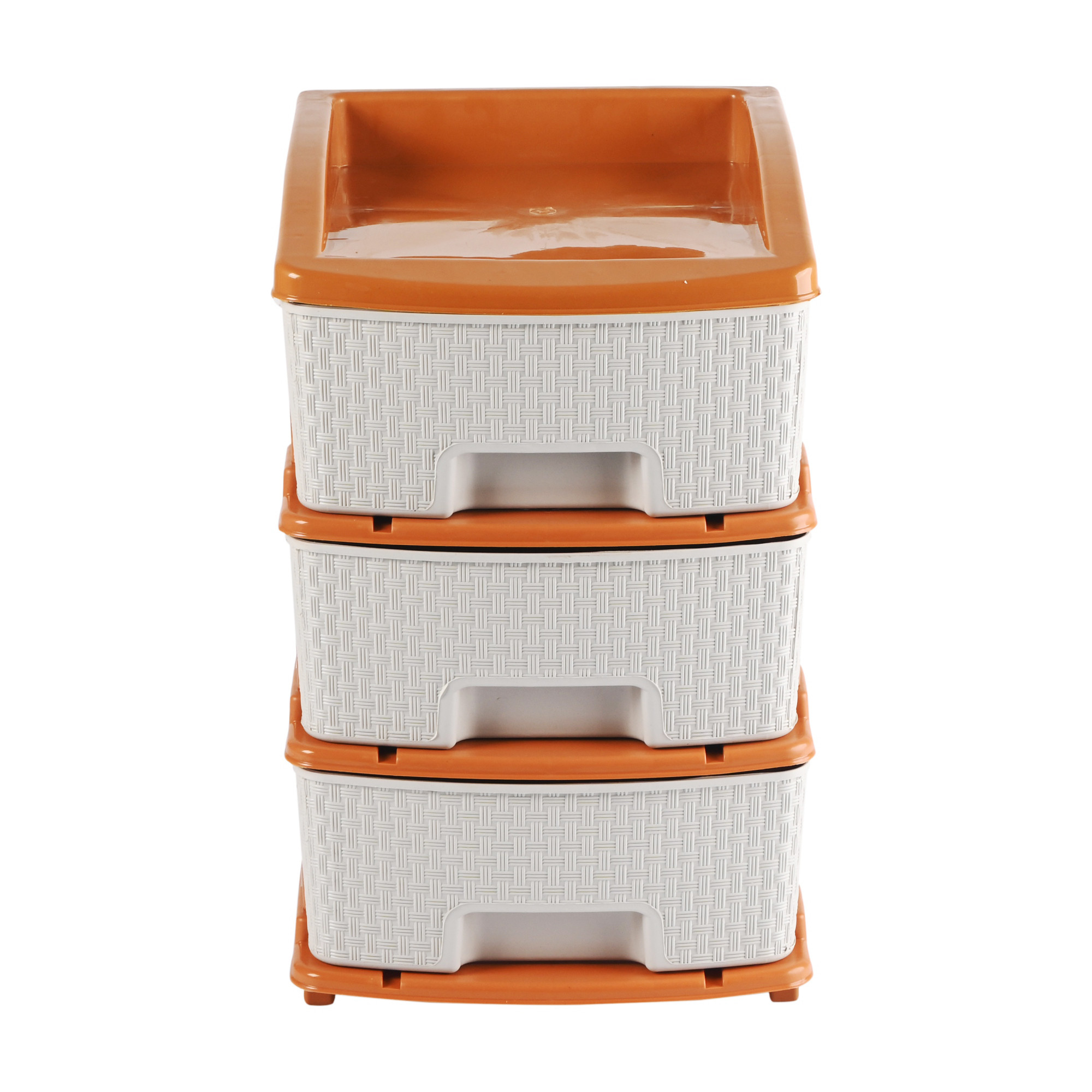 Kuber Industries Multi-Purpose 3-Layer Plastic Drawer Storage Organiser  Durable  Modular Kitchen  Toy Organizer For Kids Room Office  Home  White  Golden