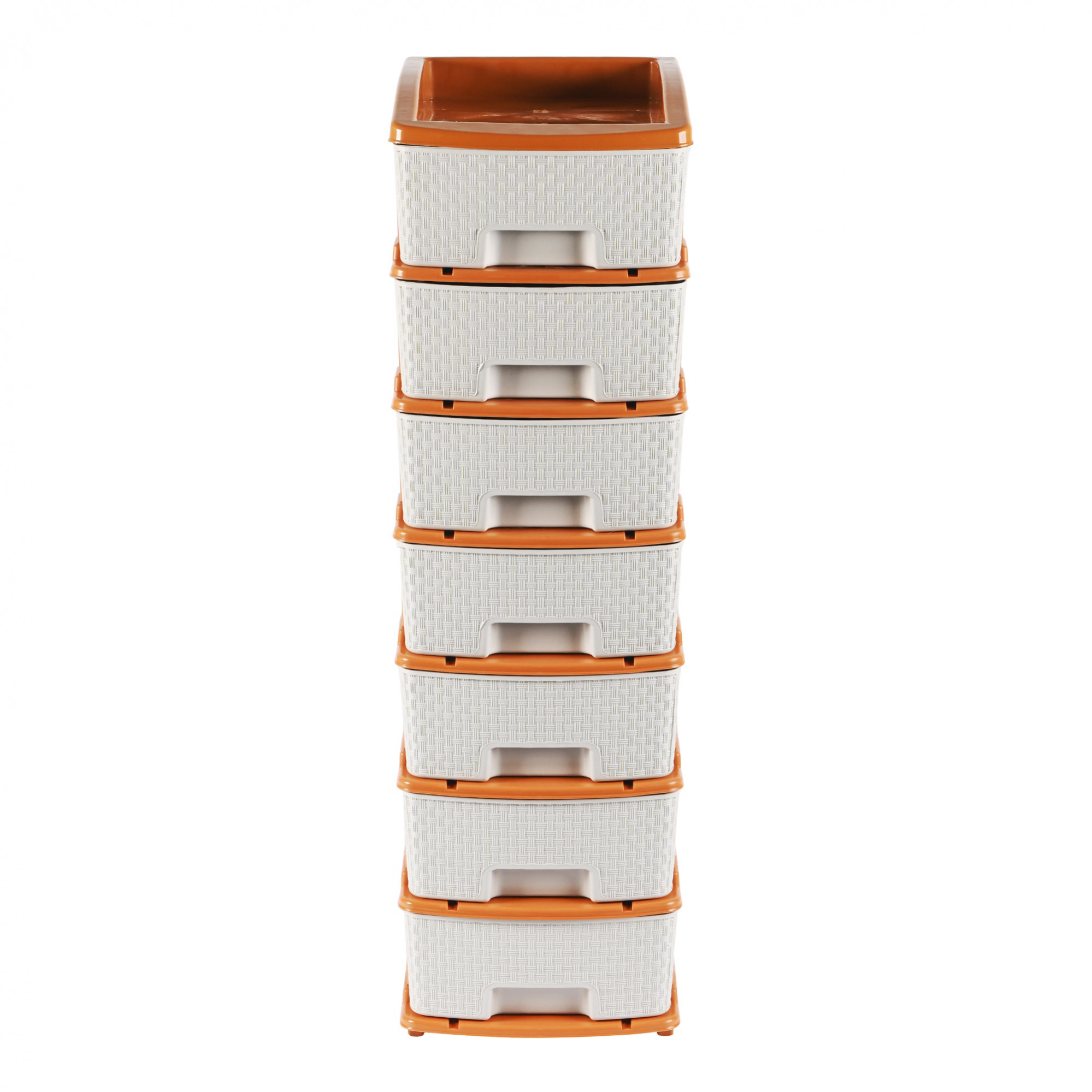 Kuber Industries Multi-Purpose 7-Layer Plastic Drawer Storage Organiser  Durable  Modular Kitchen  Toy Organizer For Kids Room Office  Home  White  Golden