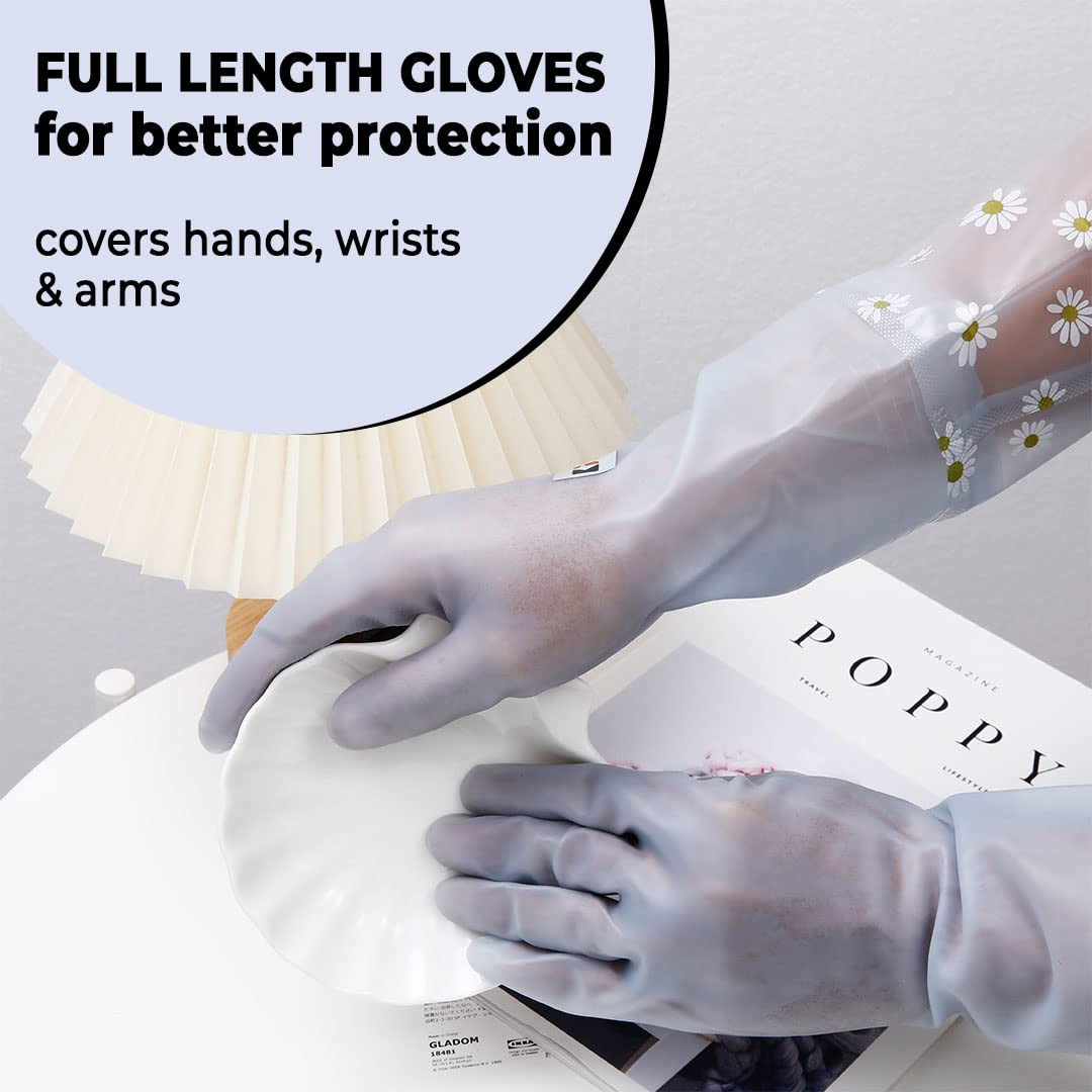 Kuber Industries Multi-Purpose Hand Gloves | Reusable Gardening Gloves | Long Elbow Gloves for Better Protection | Non-Slippery & Durable| Jelly Blue | Versatile and Protective Handwear