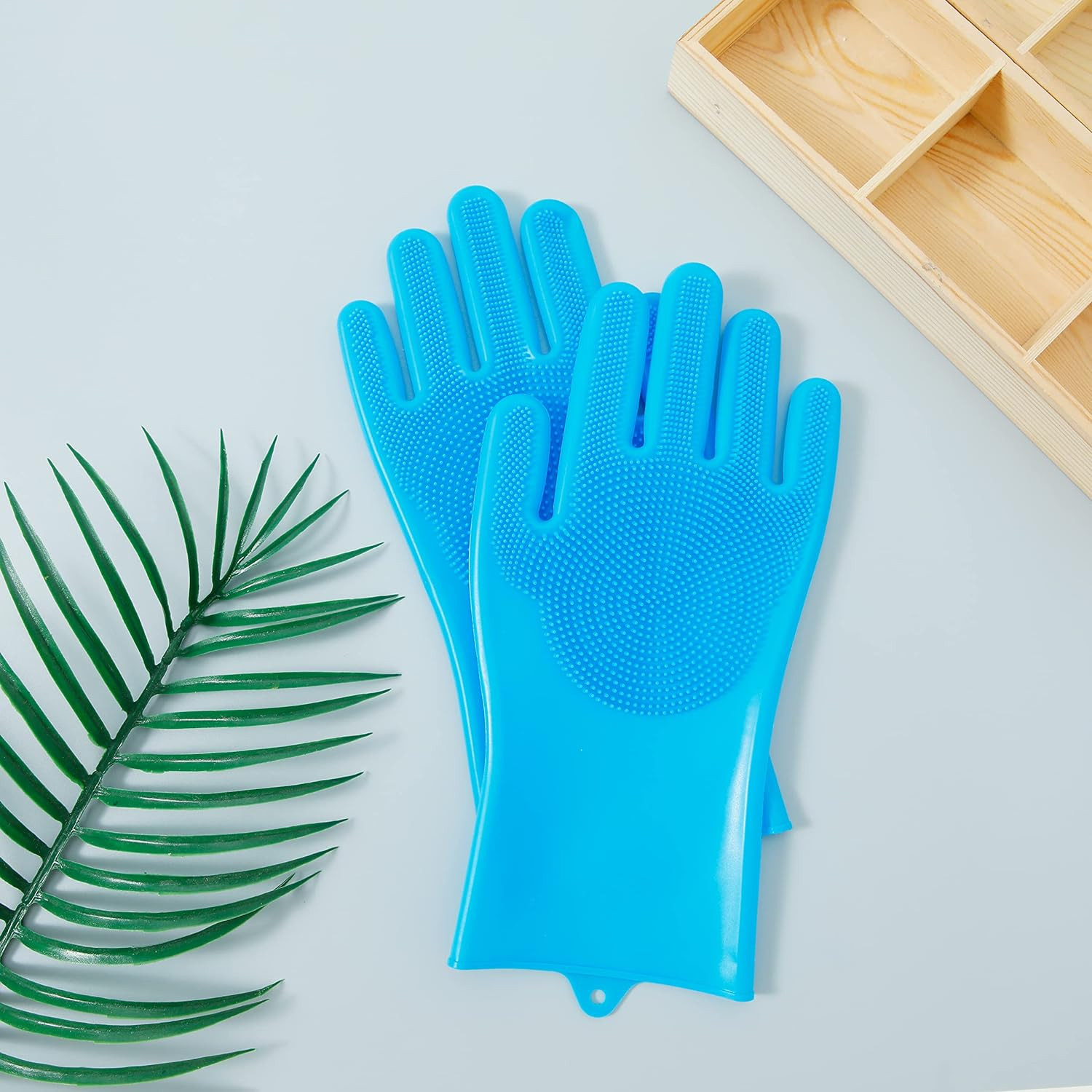 Kuber Industries Multi-Purpose Silicon Gloves | Reusable Gardening Gloves | Heat Resistant for Better Protection | Non-Slippery & Durable | Blue | Versatile and Protective Garden Gloves
