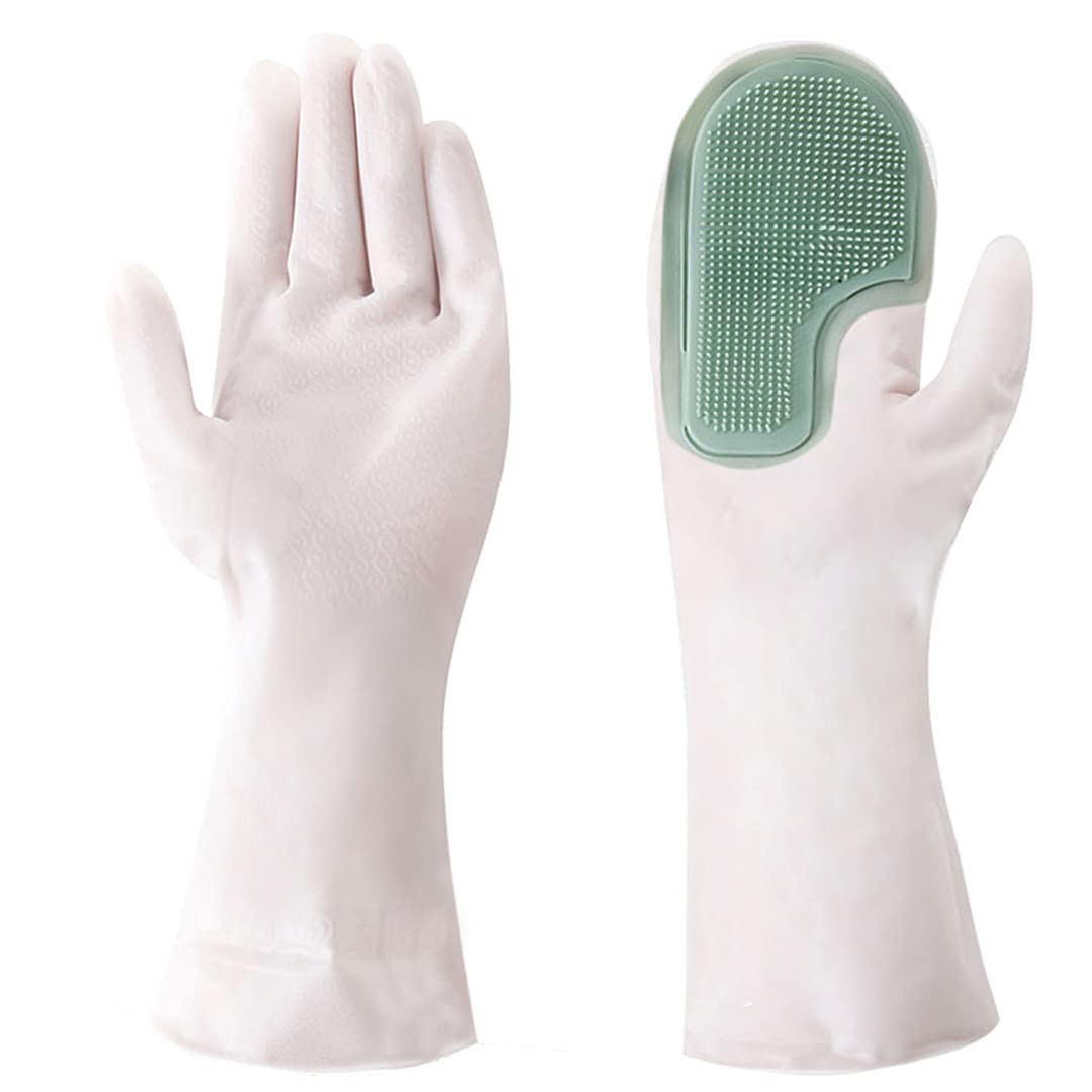 Kuber Industries Multi-Purpose Silicon Gloves For Kitchen Cleaning, Pet Grooming & Gardening|Reusable Gardening Gloves|Heat Resistant For Better Protection|Green
