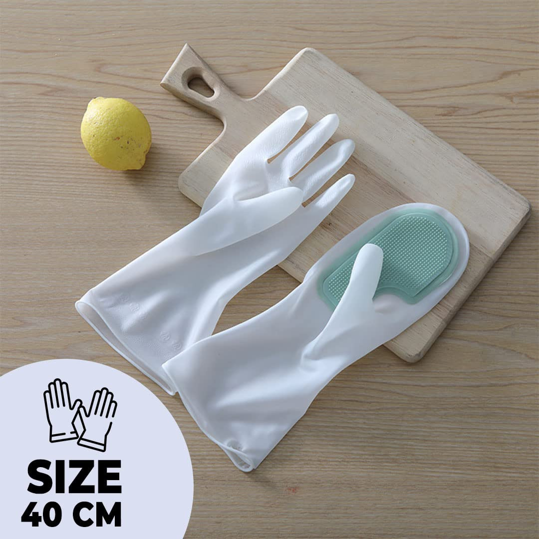 Kuber Industries Multi-Purpose Silicon Gloves For Kitchen Cleaning, Pet Grooming & Gardening|Reusable Gardening Gloves|Heat Resistant For Better Protection|Green