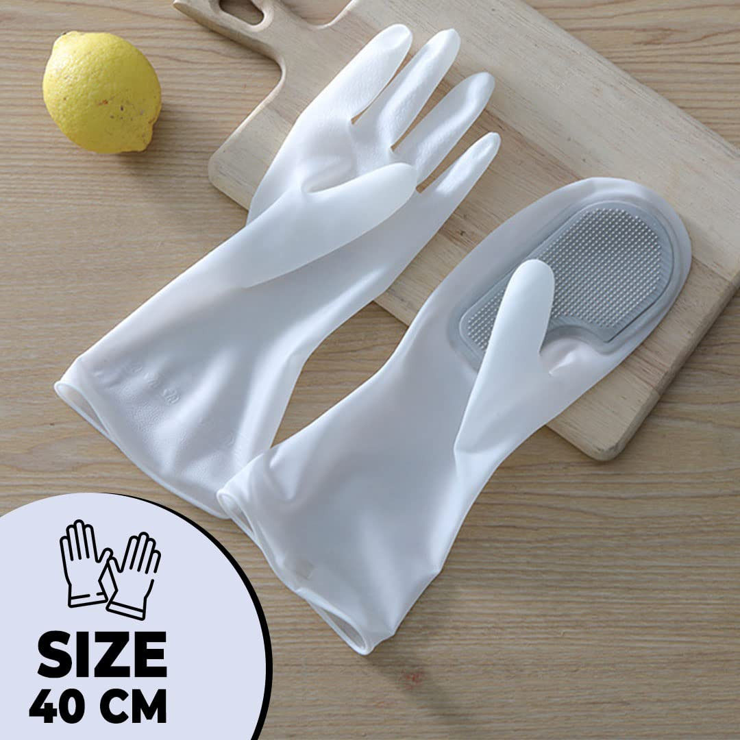 Kuber Industries Multi-Purpose Silicon Gloves For Kitchen Cleaning, Pet Grooming & Gardening|Reusable Gardening Gloves|Grey