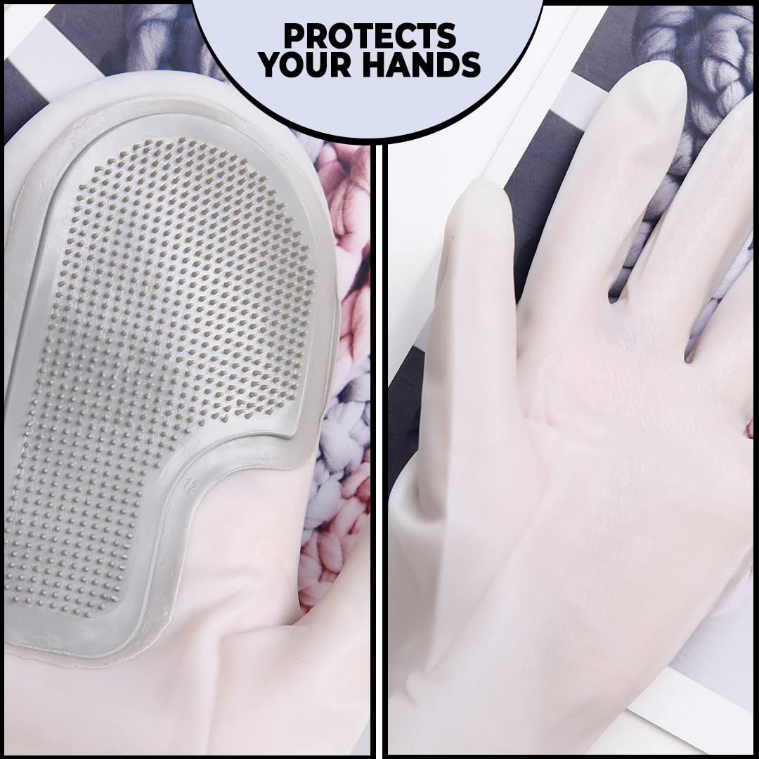 Kuber Industries Multi-Purpose Silicon Gloves For Kitchen Cleaning, Pet Grooming & Gardening|Reusable Gardening Gloves|Grey