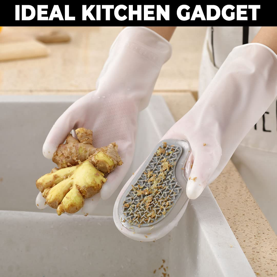 Kuber Industries Multi-Purpose Silicon Gloves For Kitchen Cleaning, Pet Grooming & Gardening|Reusable Gardening Gloves|Heat Resistant For Better Protection|Grey