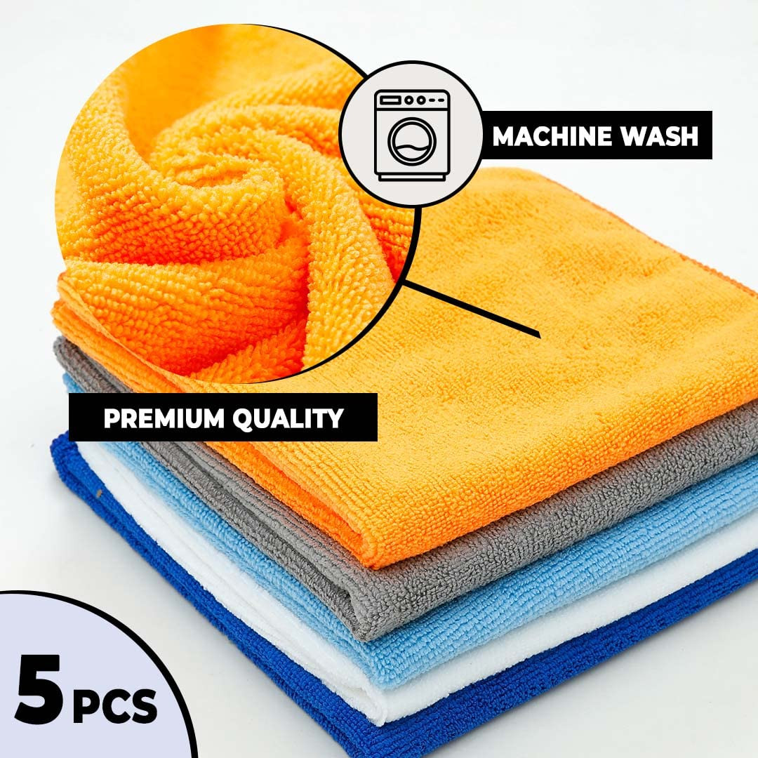 Kuber Industries Multi Utility Microfiber Duster for Home Cleaning|Superabsorbent Microfiber Cloth for Laptop Cleaning, Car Cleaning & Other Needs|Pack of 5|Multicolor