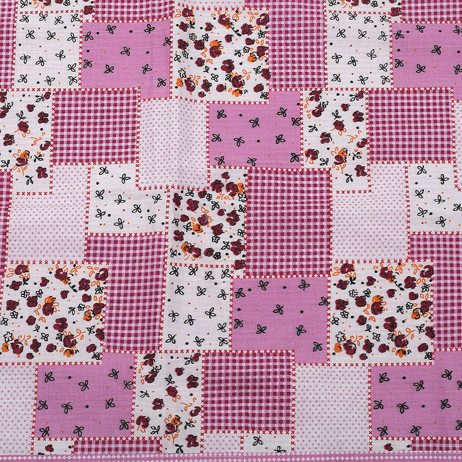 Kuber Industries Multicheck Floral Print Cotton Pillow Cover- 17x27 Inch,(Pink)