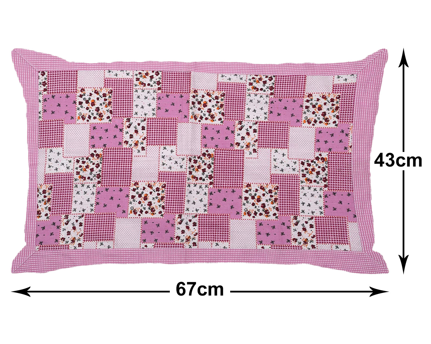 Kuber Industries Multicheck Floral Print Cotton Pillow Cover- 17x27 Inch,(Pink)