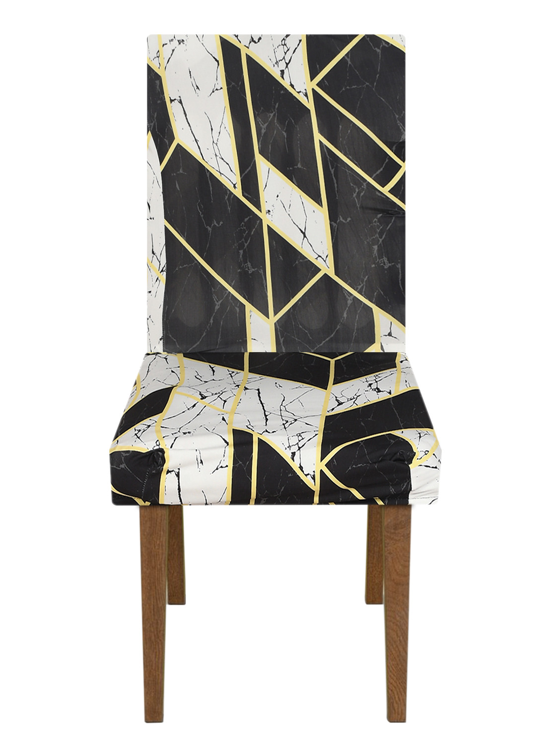 Kuber Industries Multicheck Print Elastic Stretchable Polyester Chair Cover For Home, Office, Hotels, Wedding Banquet (Black) 54KM4331
