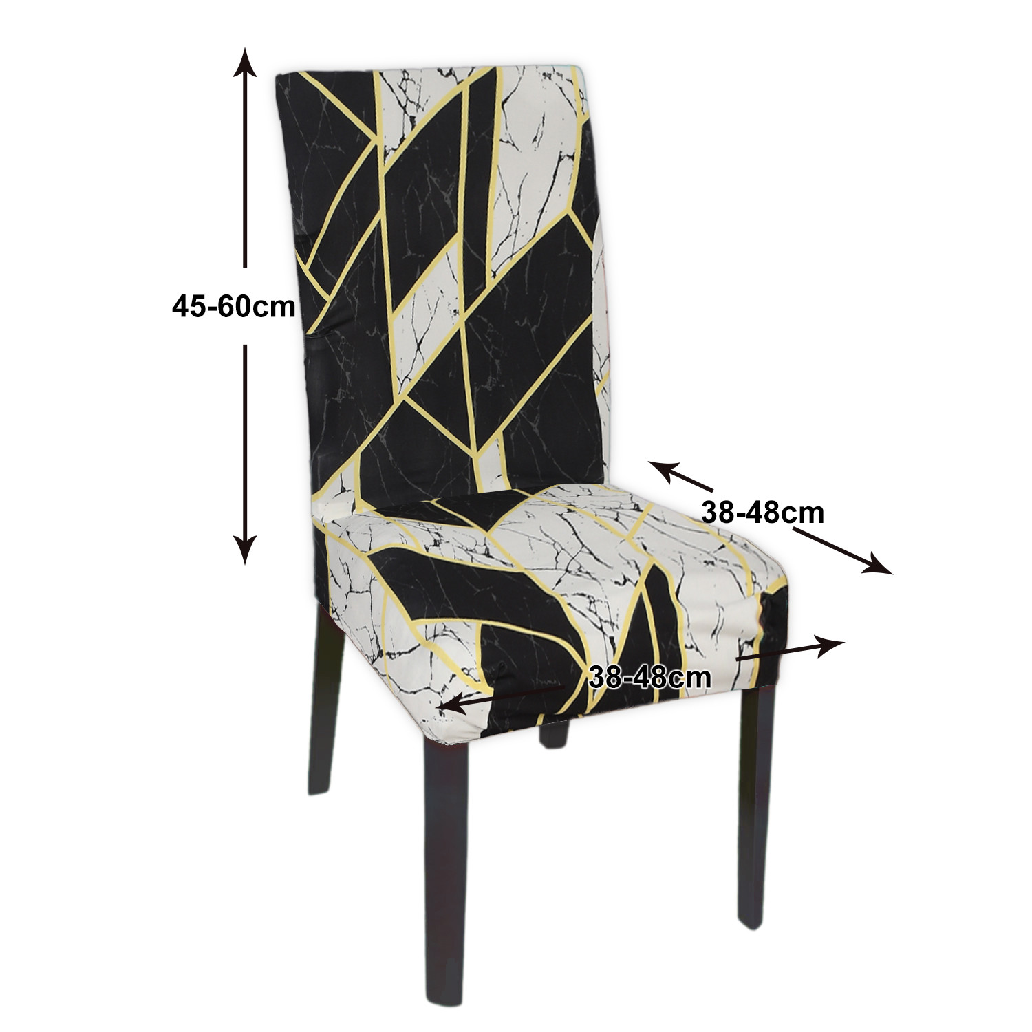Kuber Industries Multicheck Print Elastic Stretchable Polyester Chair Cover For Home, Office, Hotels, Wedding Banquet (Black) 54KM4331