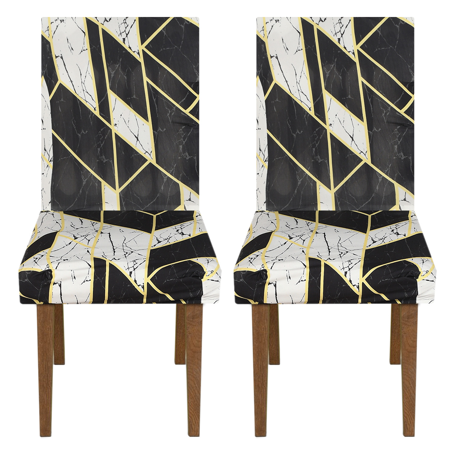 Kuber Industries Multicheck Print Elastic Stretchable Polyester Chair Cover For Home, Office, Hotels, Wedding Banquet (Black) 54KM4331