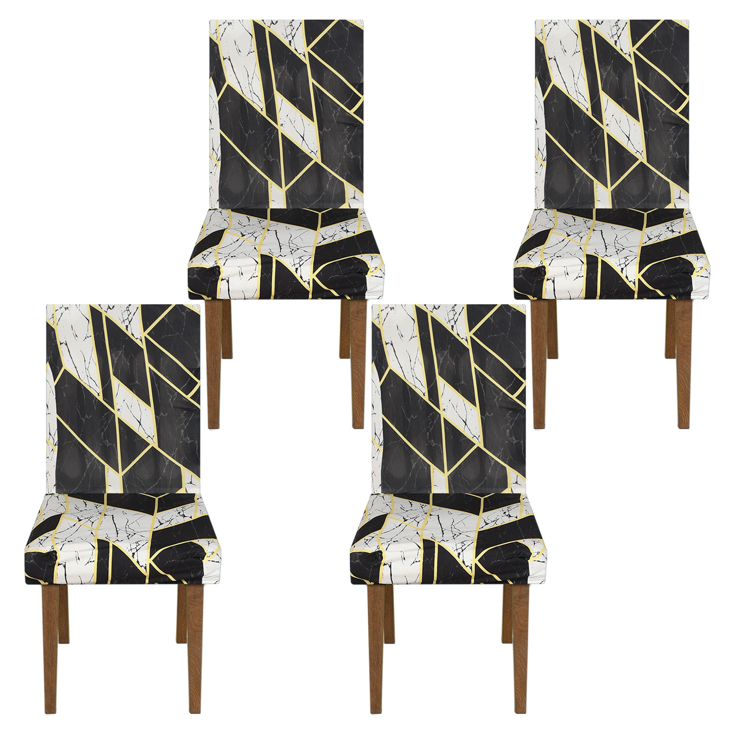 Kuber Industries Multicheck Print Elastic Stretchable Polyester Chair Cover For Home, Office, Hotels, Wedding Banquet (Black) 54KM4331