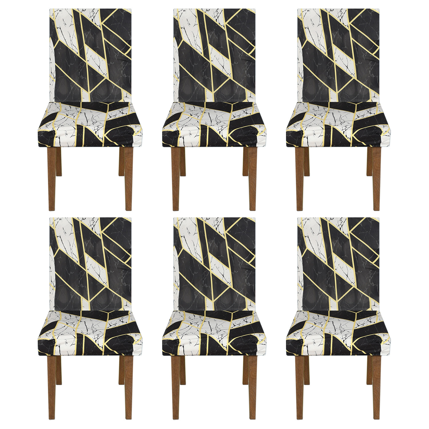 Kuber Industries Multicheck Print Elastic Stretchable Polyester Chair Cover For Home, Office, Hotels, Wedding Banquet (Black) 54KM4331