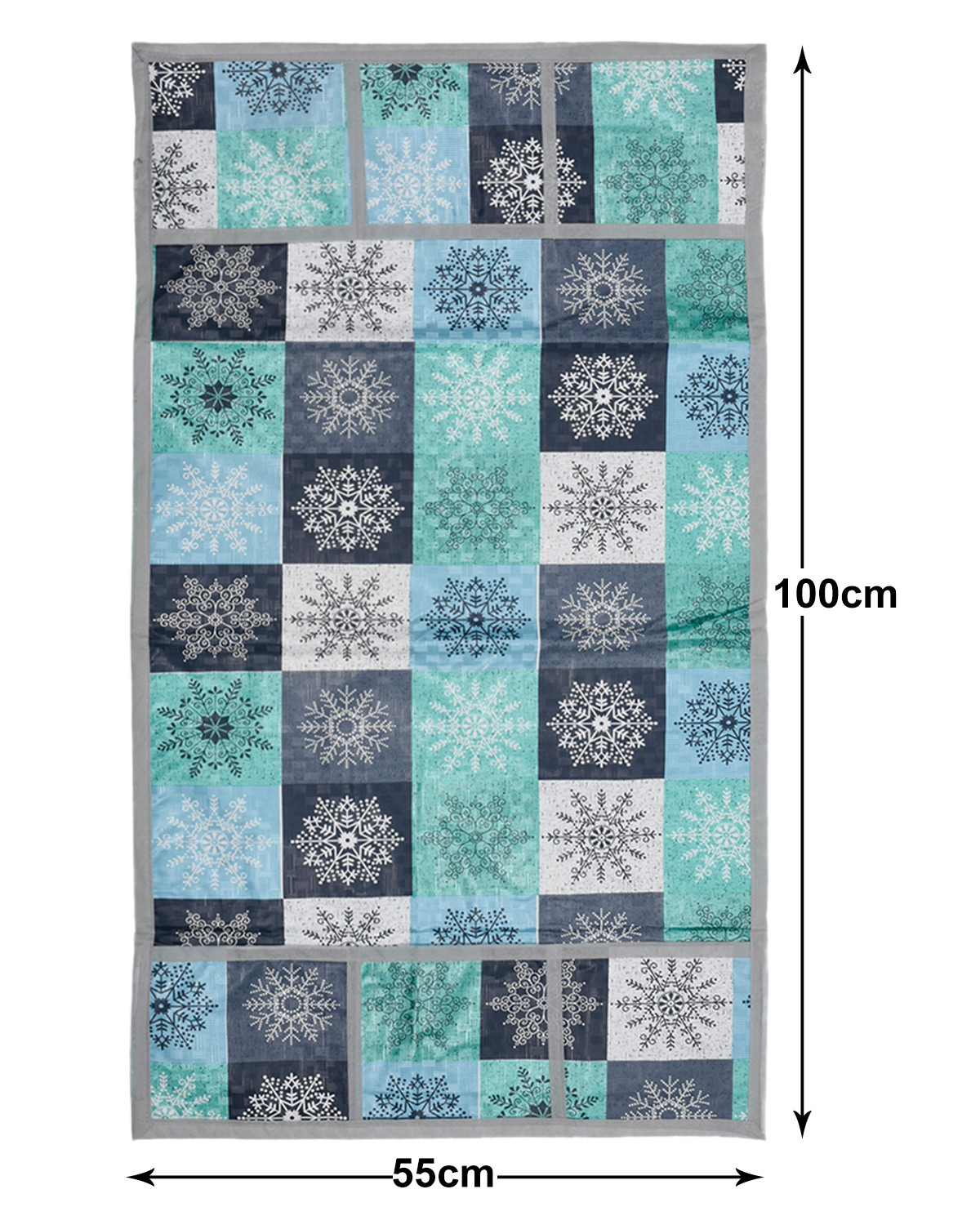 Kuber Industries Multicheck print PVC Fridge Top Cover With 6 Utility Side Pockets (Green)