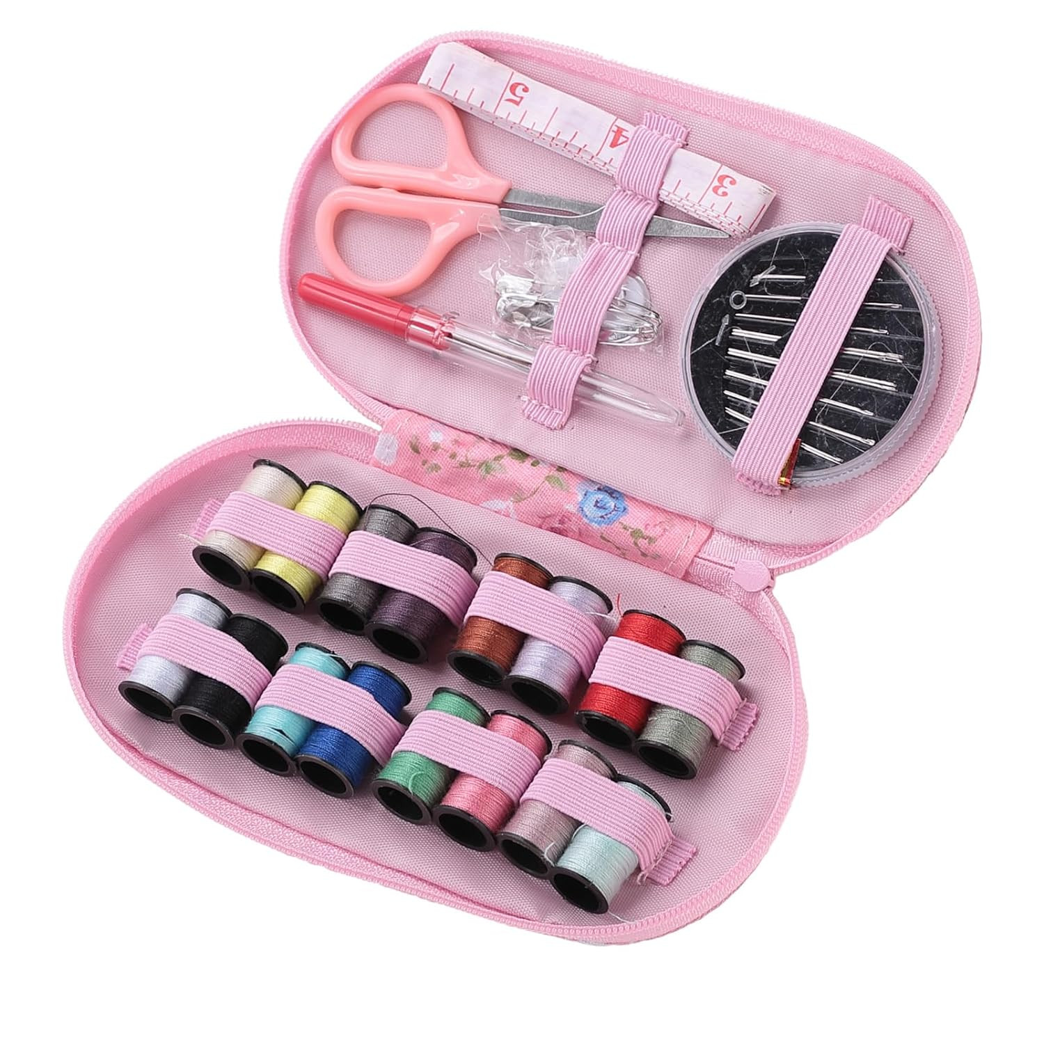 Kuber Industries Multifunctional Sewing Kit Set Of 43|Silai Machine Tools With Polyester Thread|Steel Secissors & Needles (Black)