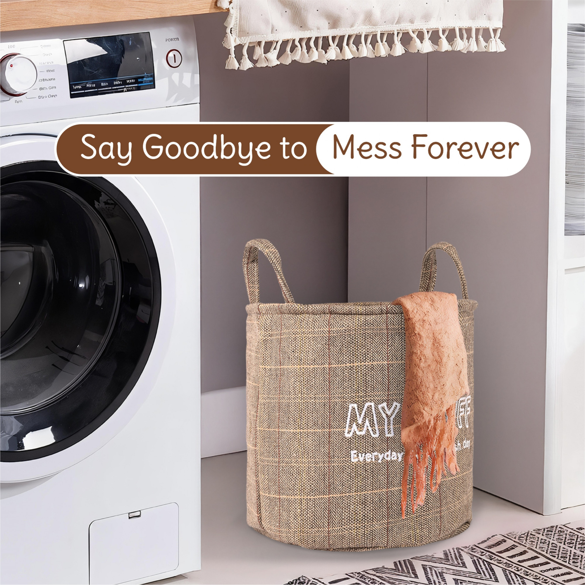 Kuber Industries Multipurpose 20 Ltr Foldable Almirah ClosetDrawer Storage Basket with Carry Handle for Cloth  Toys  Kids Toy Storage BasketBox OrganizerLaundry Hamper GM-24-KH  Khaki