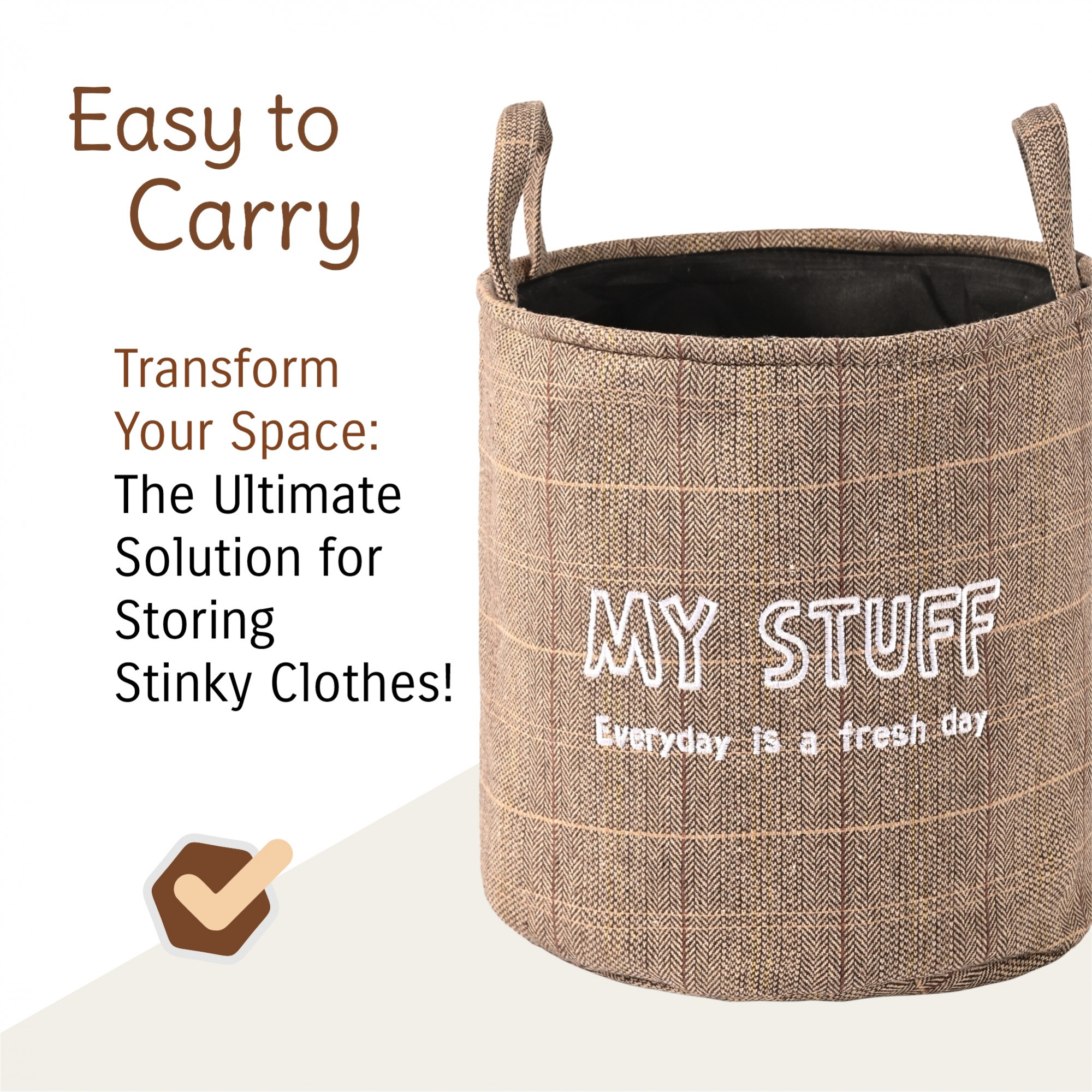 Kuber Industries Multipurpose 20 Ltr Foldable Almirah ClosetDrawer Storage Basket with Carry Handle for Cloth  Toys  Kids Toy Storage BasketBox OrganizerLaundry Hamper GM-24-KH  Khaki