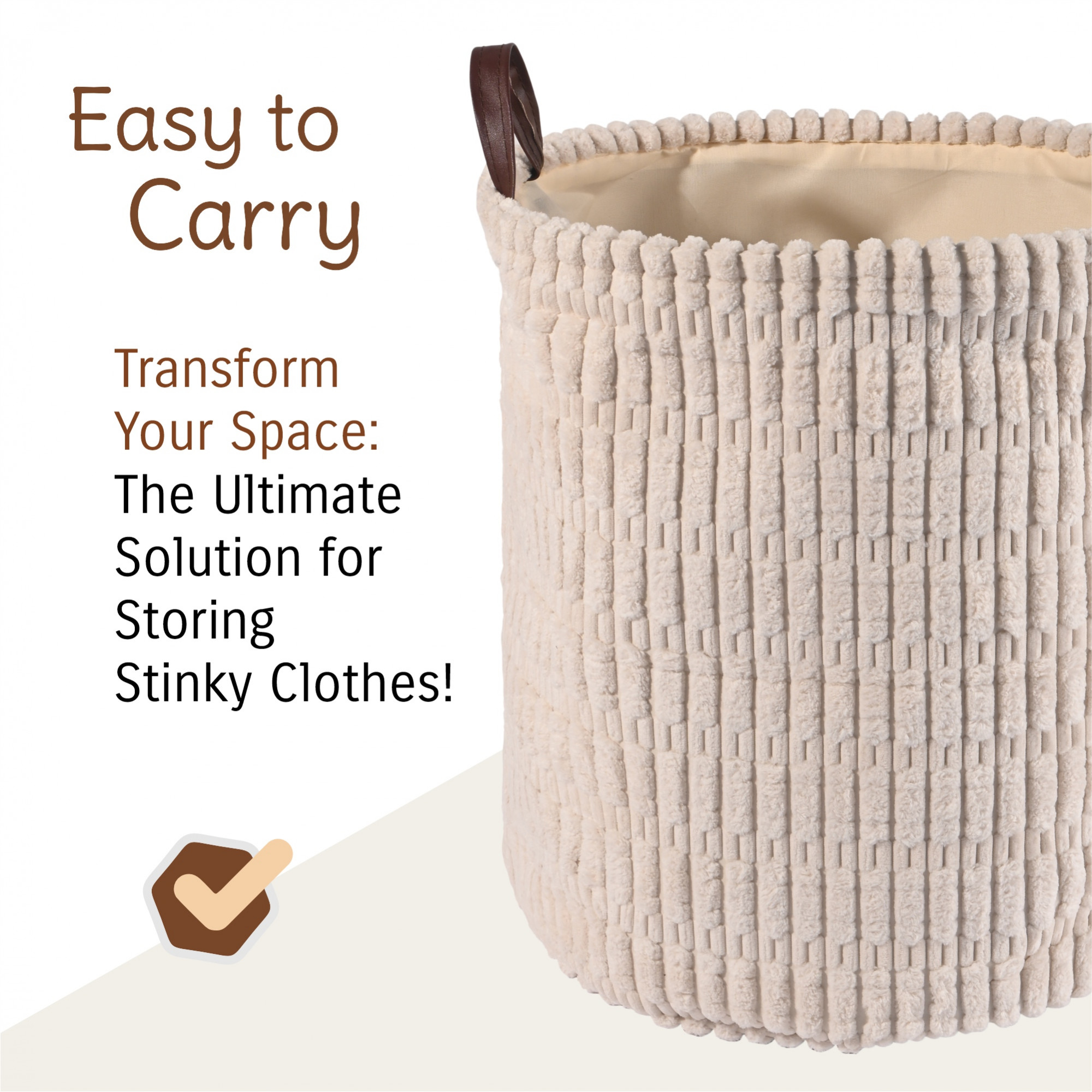 Kuber Industries Multipurpose 40 Ltr Foldable Washing Clothes BasketLaundry Bag with Carry Handles  Laundry Hamper for Dirty Clothes  Toy Storage Organizer  GM-16-WHH  White