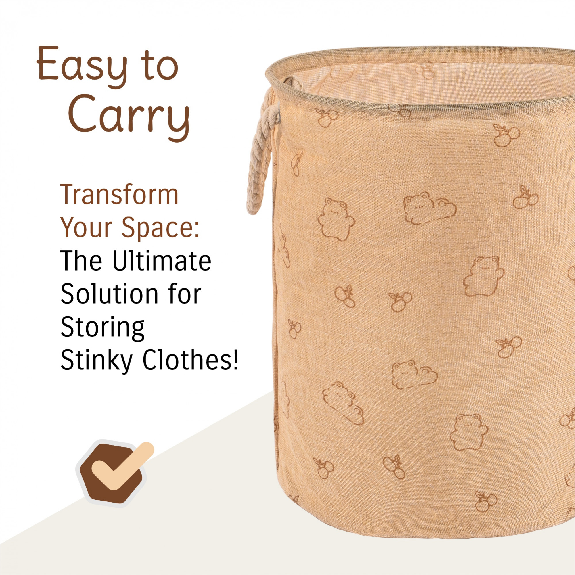 Kuber Industries Multipurpose 43 Ltr Foldable Washing Clothes BasketLaundry Bag with Carry Handles  Laundry Hamper for Dirty Clothes  Toy Storage Organizer  GM-19-KH  Khaki