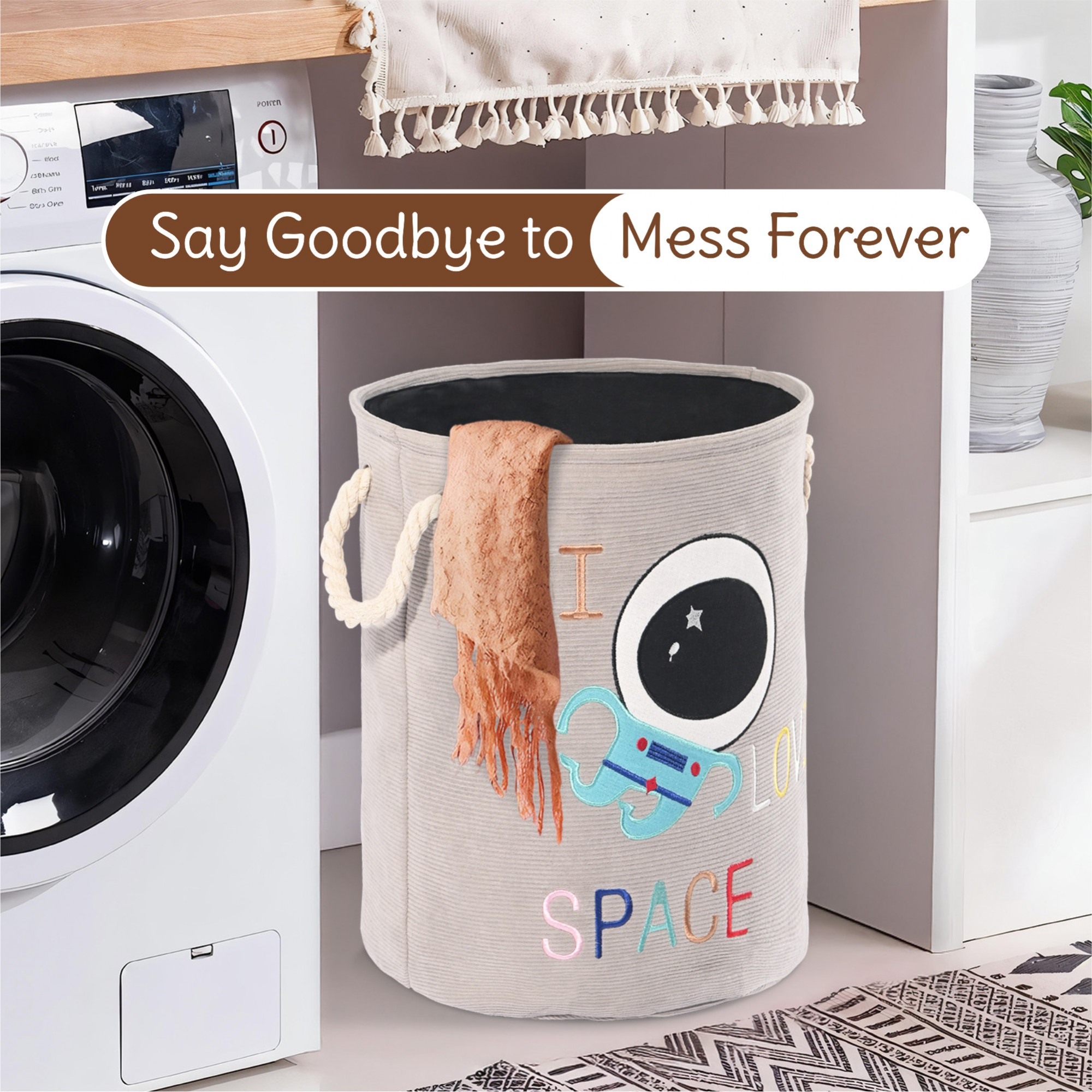 Kuber Industries Multipurpose 60 Ltr Foldable Washing Clothes BasketLaundry Bag With Carry Handles  Laundry Hamper For Dirty Clothes  Toy Storage Organizer  GM-21-GRY  Grey