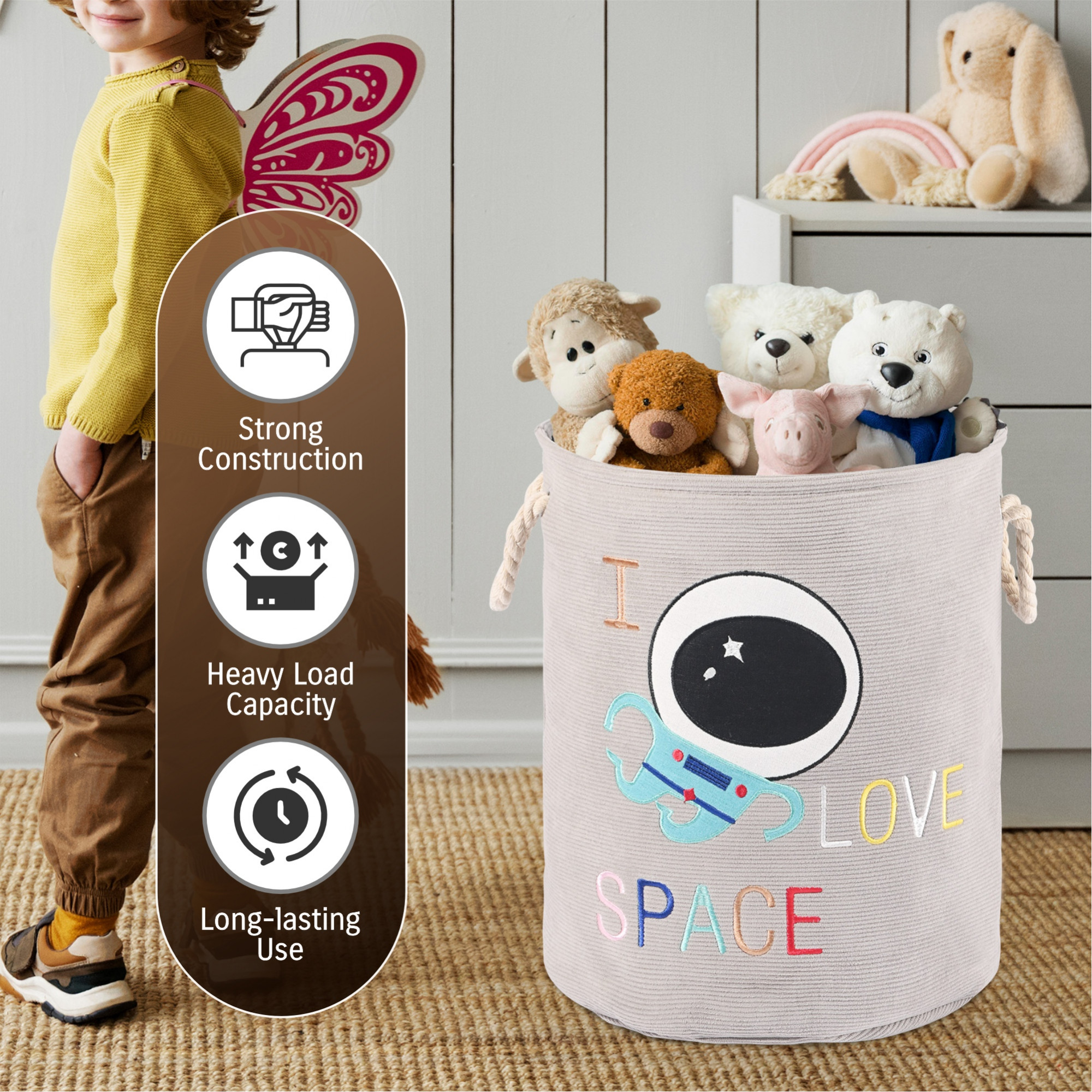 Kuber Industries Multipurpose 60 Ltr Foldable Washing Clothes BasketLaundry Bag With Carry Handles  Laundry Hamper For Dirty Clothes  Toy Storage Organizer  GM-21-GRY  Grey