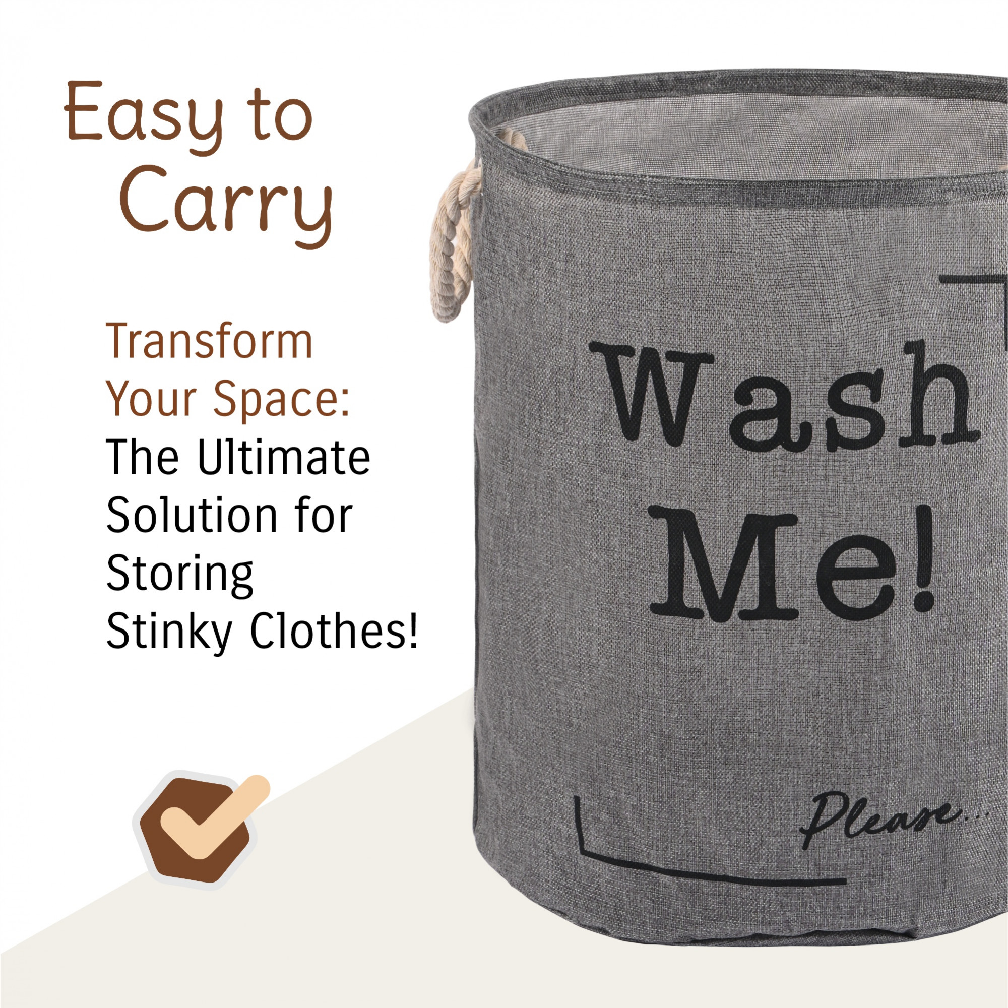 Kuber Industries Multipurpose 60 Ltr Foldable Washing Clothes BasketLaundry Bag with Carry Handles  Laundry Hamper for Dirty Clothes  Toy Storage Organizer  GM-3-GRY  Grey