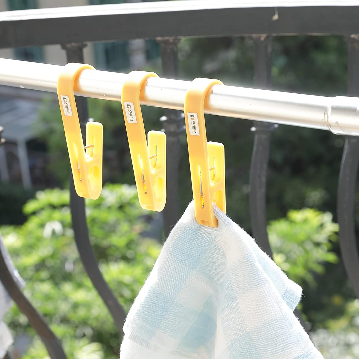 Kuber Industries Multipurpose Bar Hooks & Pins for Laundry, Kitchen, & Wardrobe|Superior Quality ABS|Durable, Strong Grip|Easy To Use|77024(Y)|Pack of 3|Yellow
