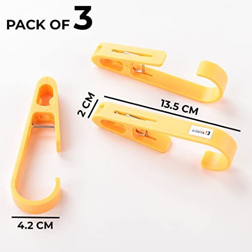Kuber Industries Multipurpose Bar Hooks & Pins for Laundry, Kitchen, & Wardrobe|Superior Quality ABS|Durable, Strong Grip|Easy To Use|77024(Y)|Pack of 3|Yellow