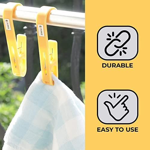 Kuber Industries Multipurpose Bar Hooks & Pins for Laundry, Kitchen, & Wardrobe|Superior Quality ABS|Durable, Strong Grip|Easy To Use|77024(Y)|Pack of 3|Yellow