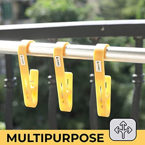Kuber Industries Multipurpose Bar Hooks & Pins for Laundry, Kitchen, & Wardrobe|Superior Quality ABS|Durable, Strong Grip|Easy To Use|77024(Y)|Pack of 3|Yellow