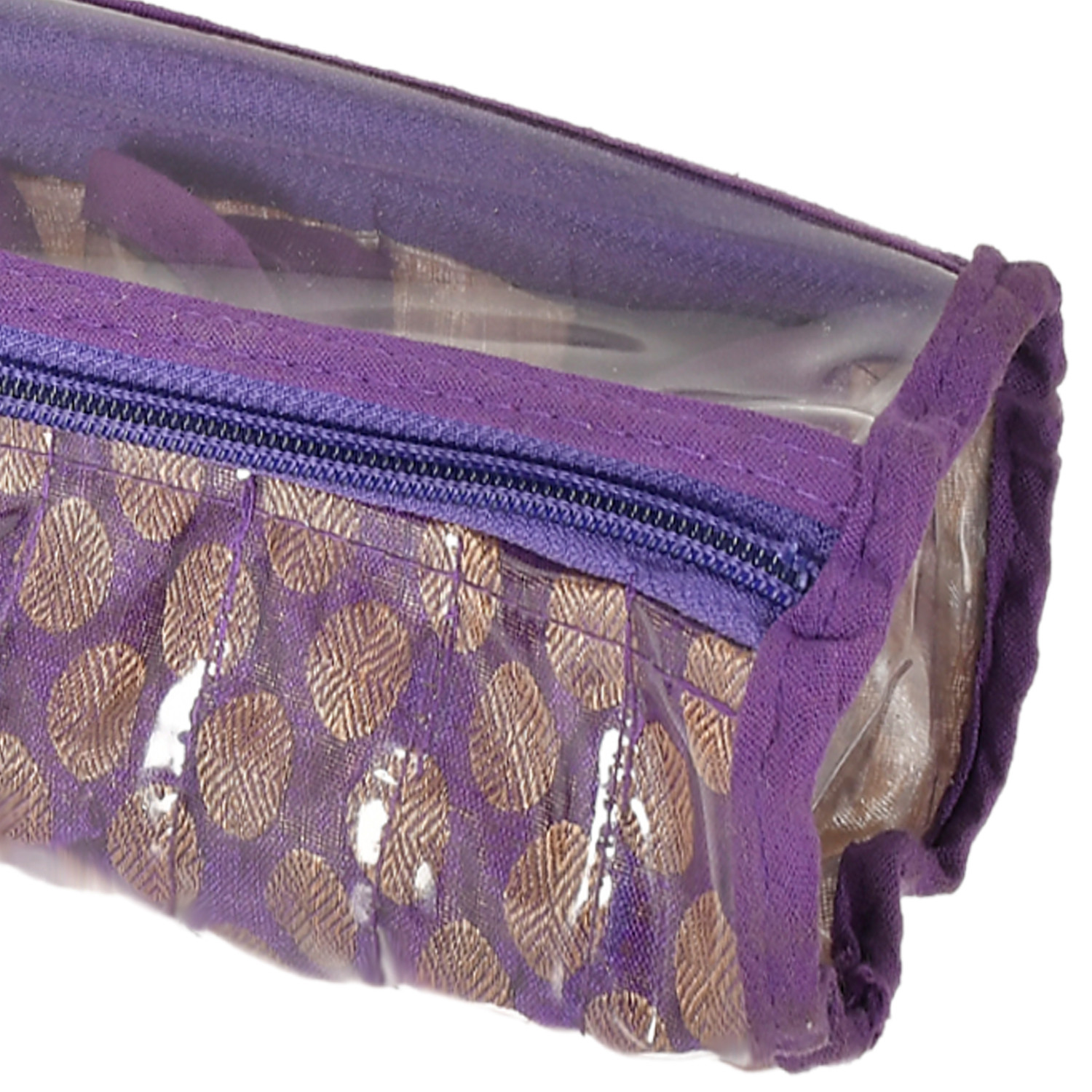 Kuber Industries Multipurpose Dot Printed Laminated PVC Bangle Organizer With 2 Way Zipper & 10 Comparment (Purple)