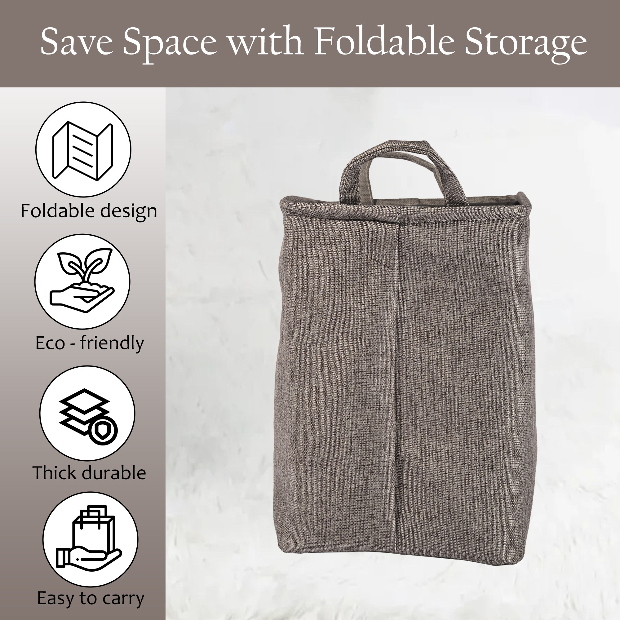 Kuber Industries Multipurpose Foldable Almirah ClosetDrawer Storage Basket with Carry Handles for Cloth  Toys  Kids Toy Storage BasketBox OrganizerLaundry Bag  GM-7-GRY  Smiley - Grey