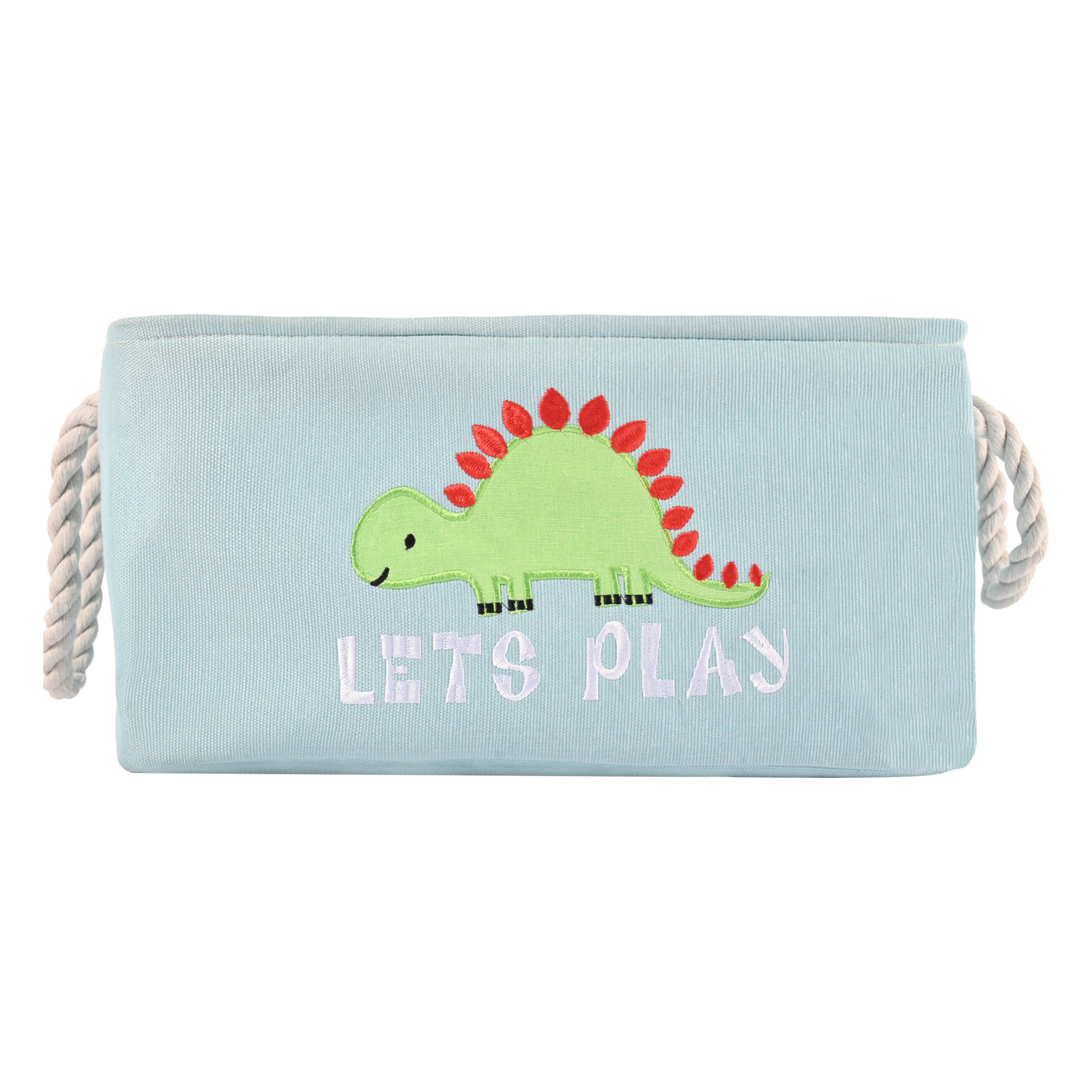 Kuber Industries Multipurpose Foldable Almirah ClosetDrawer Storage Basket with Carry Handles for Cloth  Toys  Kids Toy Storage BasketBox Organizer  GM-23-BLU  Dinosaur - Sky Blue