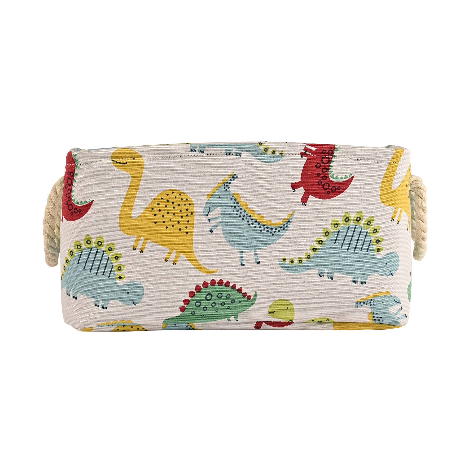 Kuber Industries Multipurpose Foldable Almirah ClosetDrawer Storage Basket with Carry Handles for Cloth  Toys  Kids Toy Storage BasketBox Organizer  GM-23-WHH  White dinosaur