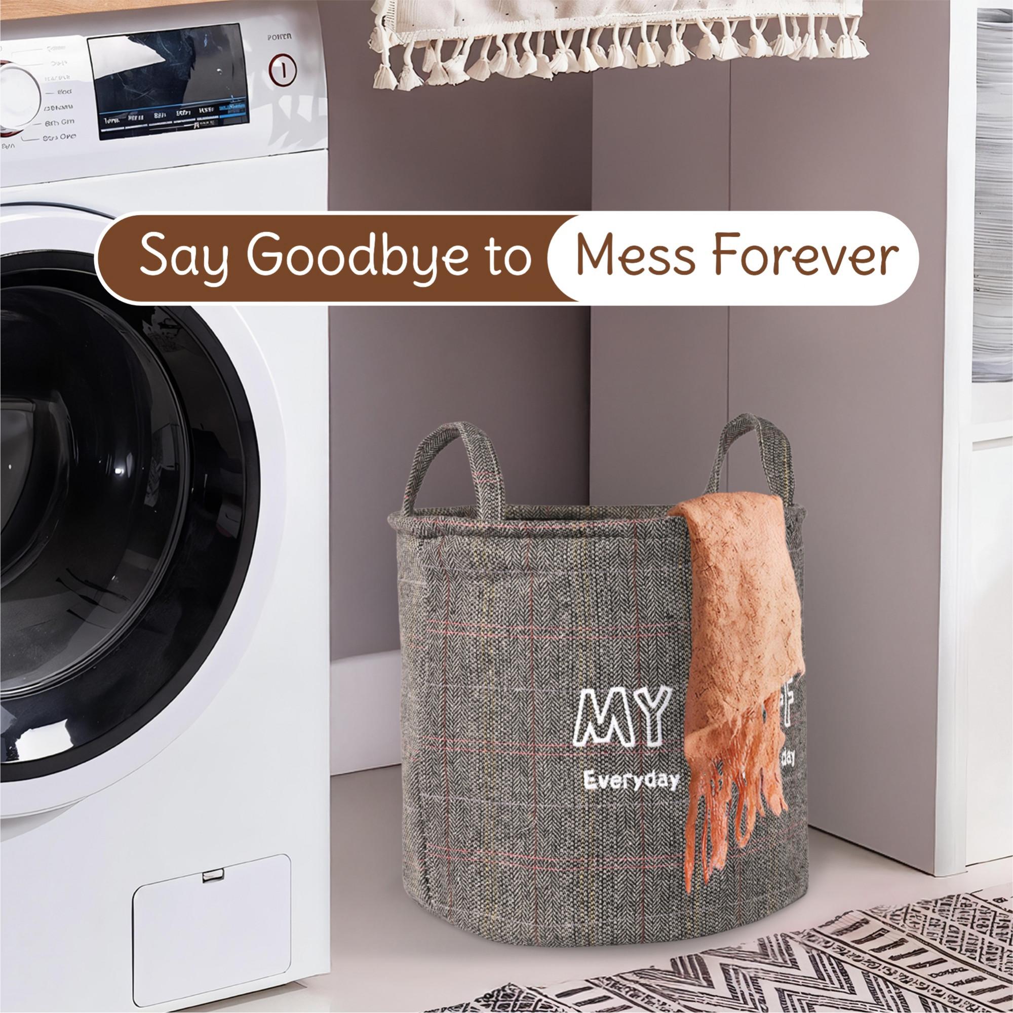 Kuber Industries Multipurpose Foldable Almirah ClosetDrawer Storage Basket with Carry Handles for Cloth  Toys  Kids Toy Storage BasketBox OrganizerLaundry Hamper GM-24-DBRN  Grey