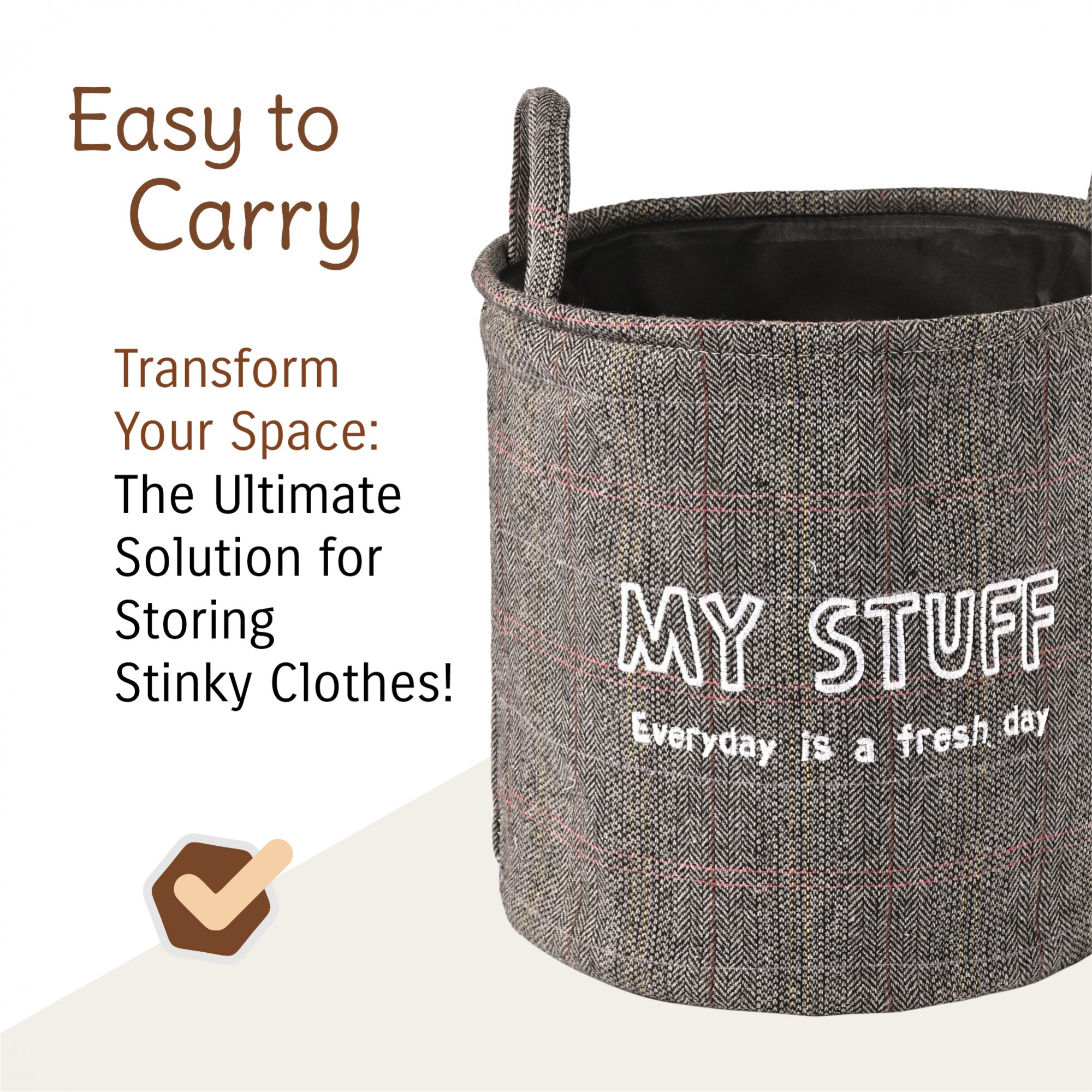 Kuber Industries Multipurpose Foldable Almirah ClosetDrawer Storage Basket with Carry Handles for Cloth  Toys  Kids Toy Storage BasketBox OrganizerLaundry Hamper GM-24-DBRN  Grey