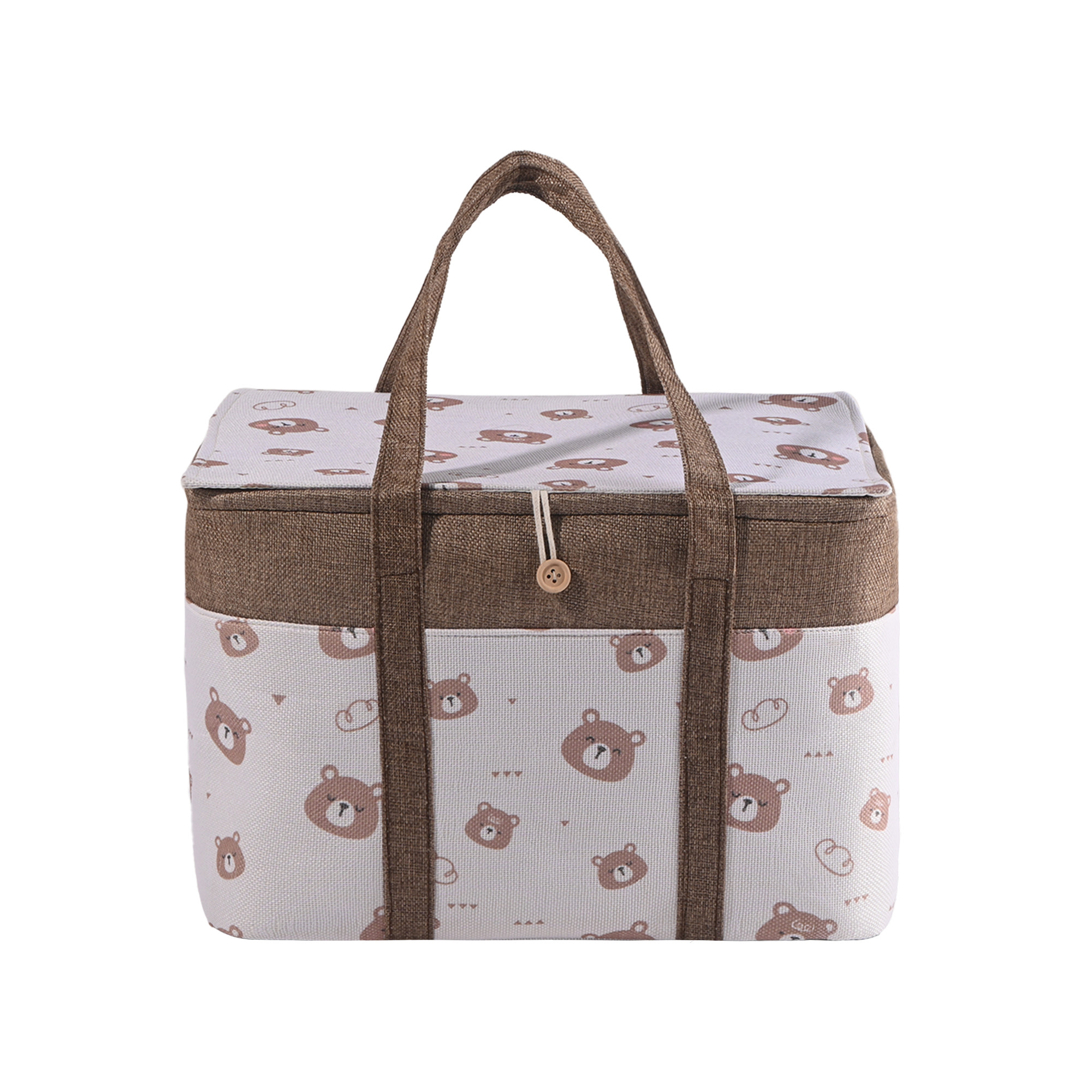 Kuber Industries Multipurpose Foldable Almirah ClosetDrawer Storage Basket with Lid  Carry Handles for Clothes  Toys  Kids Toy Storage BasketBox Organizer  GM-18-BRN  Brown Bear