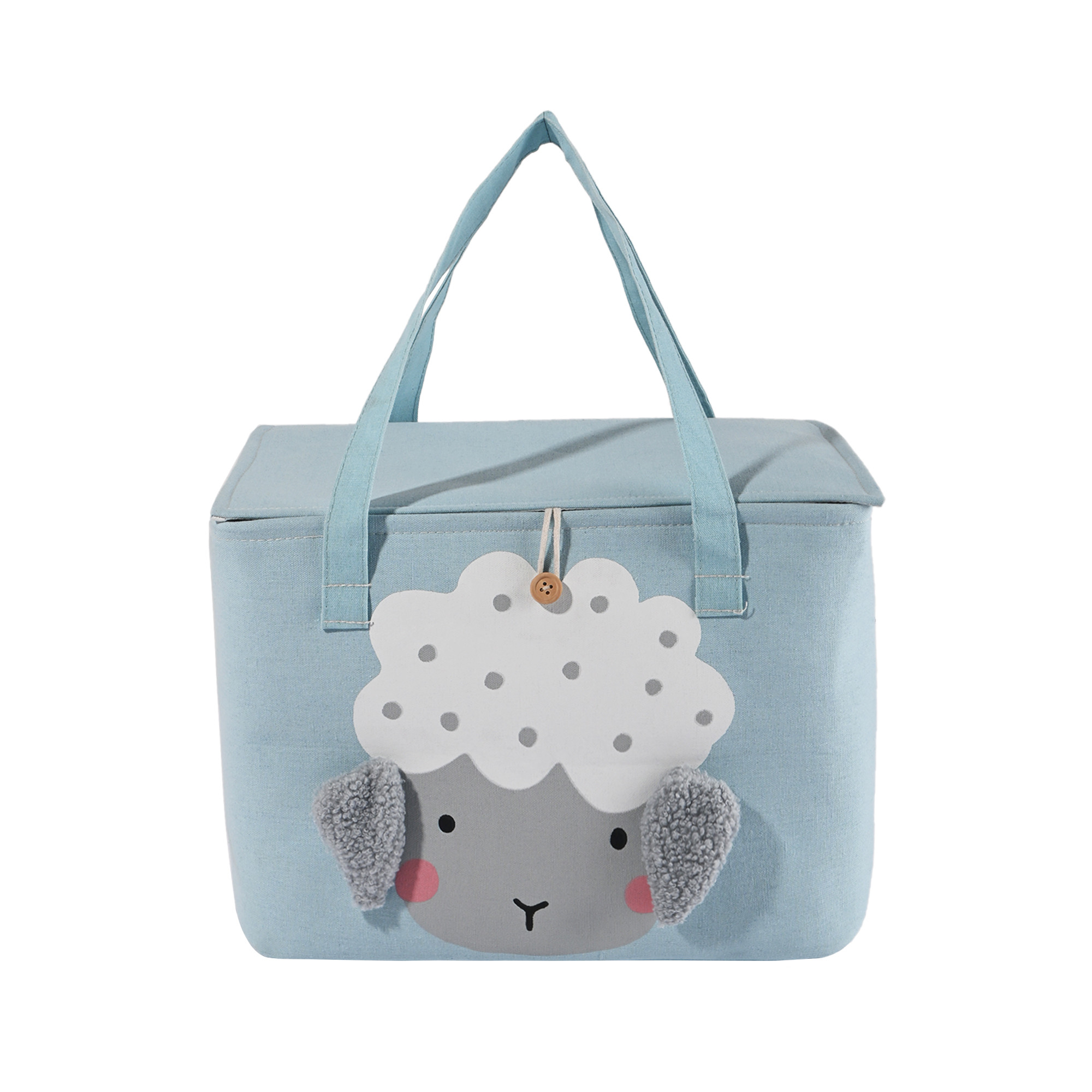 Kuber Industries Multipurpose Foldable Almirah ClosetDrawer Storage Basket with Lid  Carry Handles for Clothes  Toys  Kids Toy Storage BasketBox Organizer  GM-26-BLU  Blue sheep