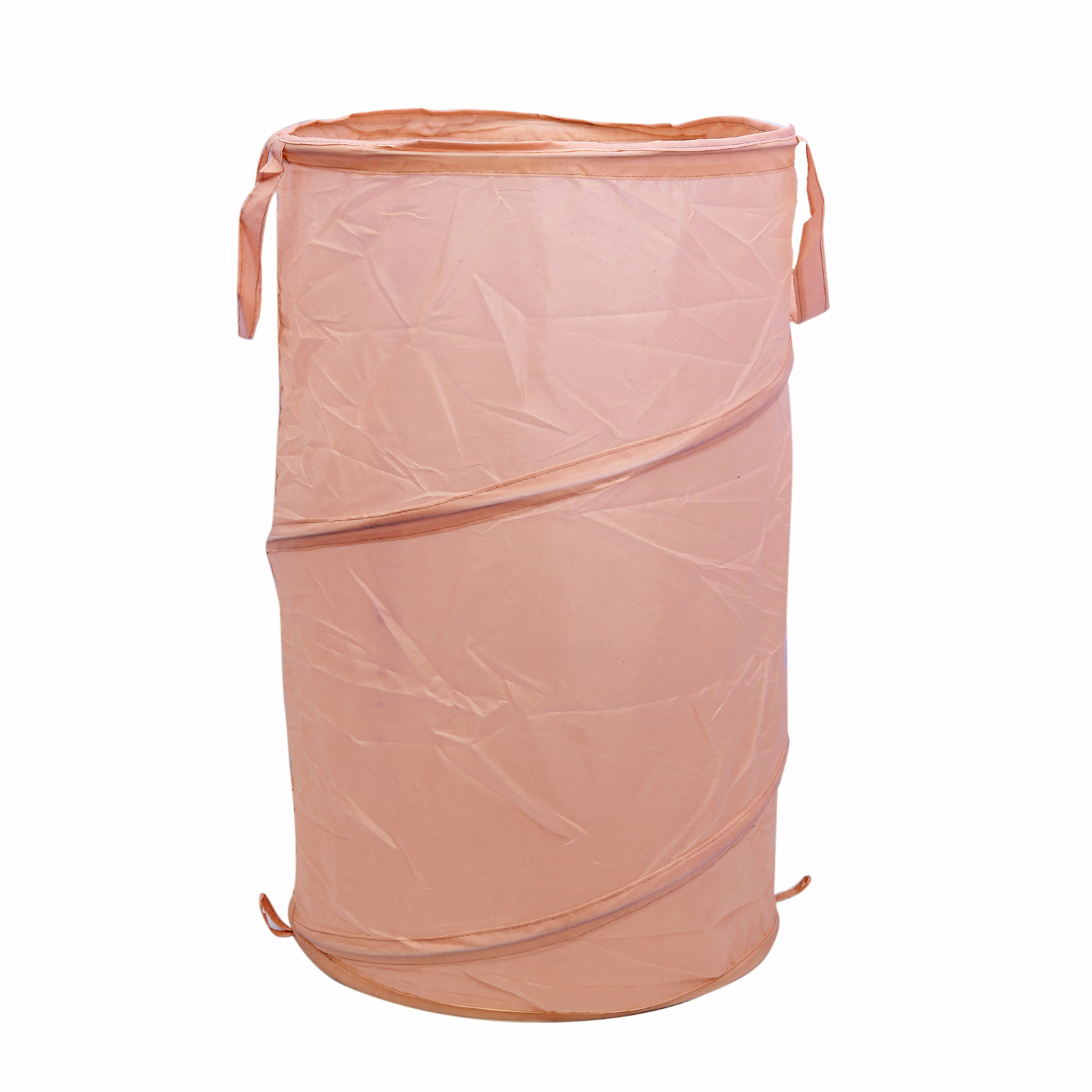 Kuber Industries Multipurpose Foldable & Collapsible 50-Litre Pop-Up Laundry Bag Basket with Zippered Lid And Carry Handle (Peach)