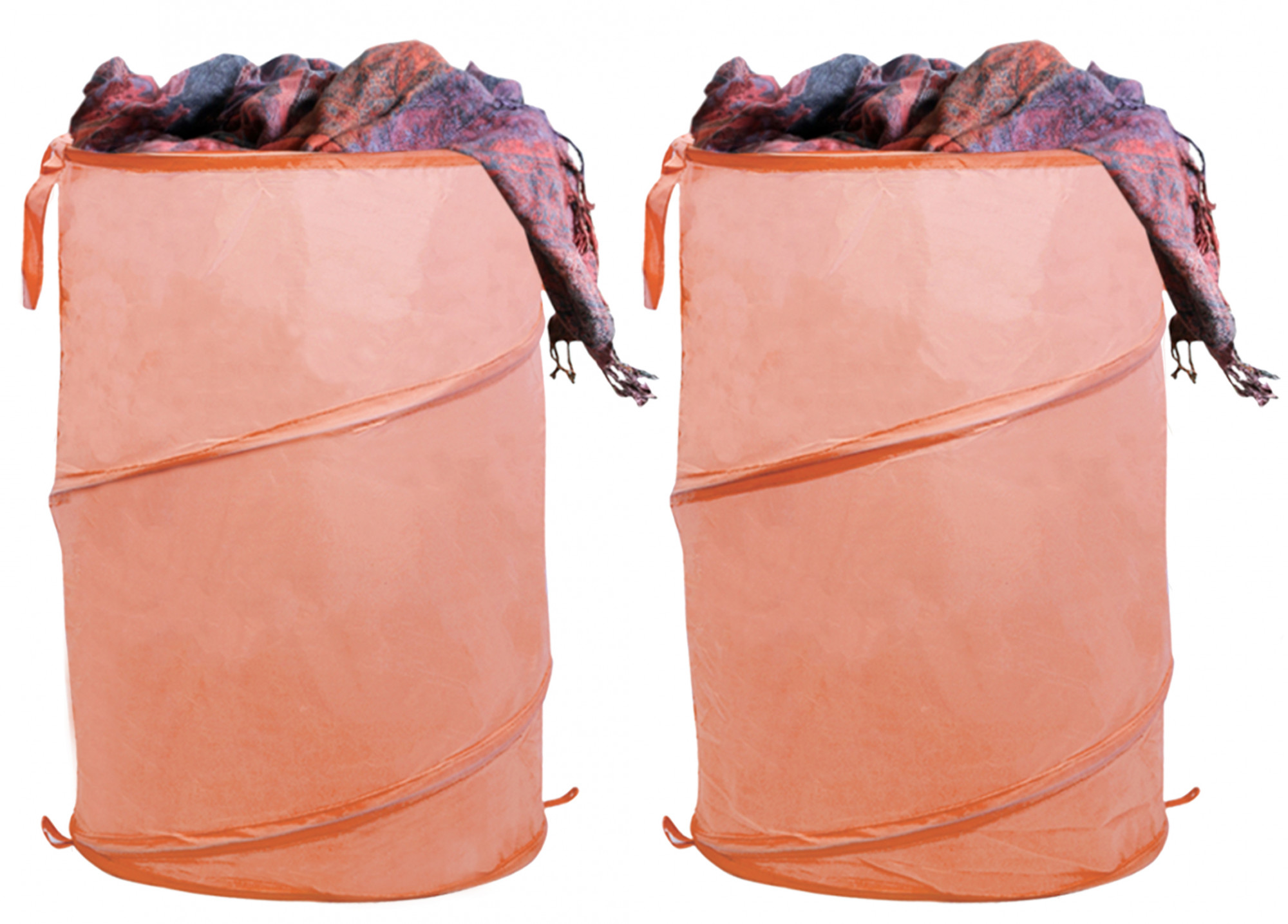 Kuber Industries Multipurpose Foldable & Collapsible 50-Litre Pop-Up Laundry Bag Basket with Zippered Lid And Carry Handle (Peach)
