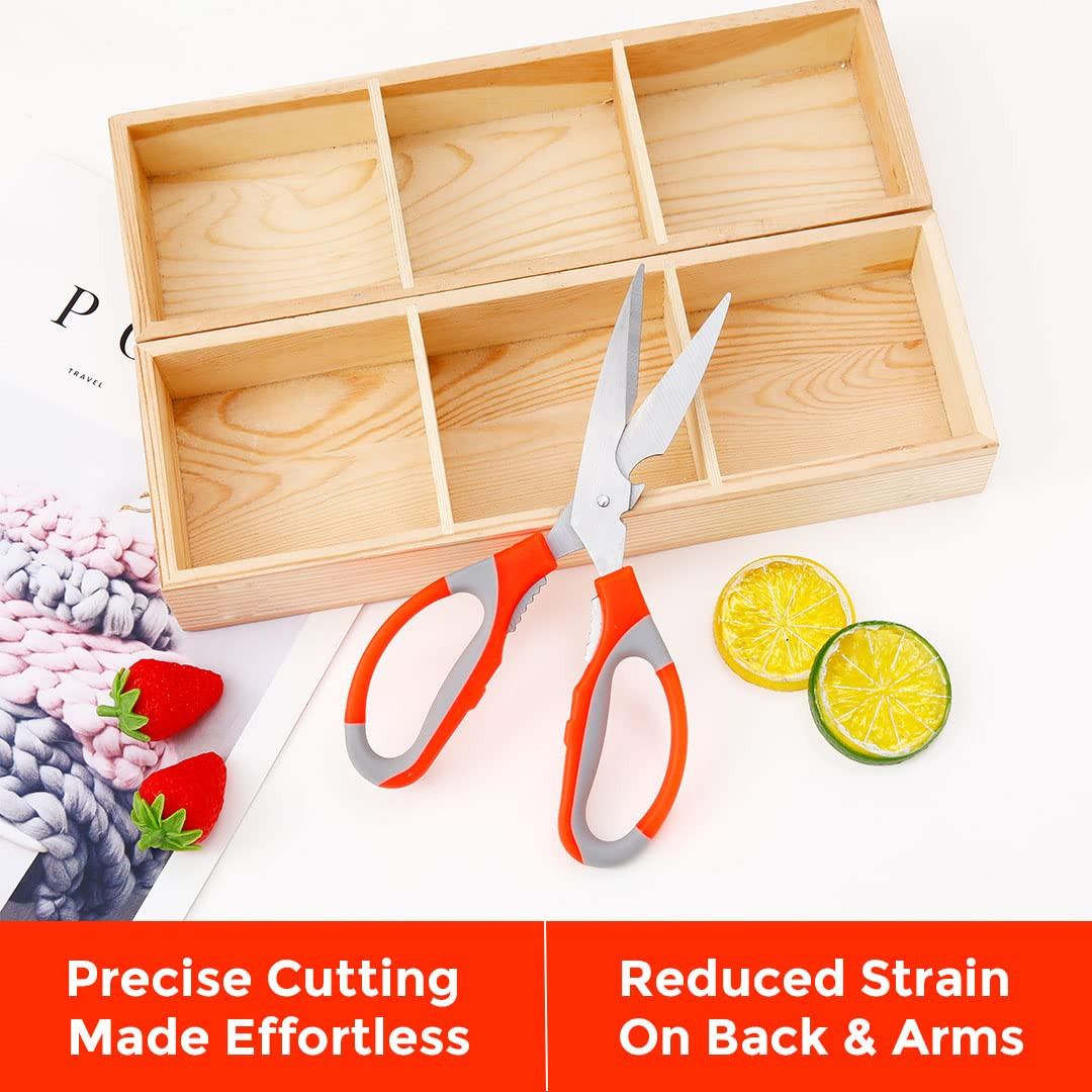 Kuber Industries Multipurpose Kitchen Scissors For Home & Gardening Needs|High Grade Stainless Steel Blades|Precision Ground Edge|K024|Orange