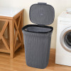Multipurpose Plastic Large 55 Ltr Laundry Basket with Lid & Handle | Ideal for Home & Bathroom | Marriott - Dark Grey