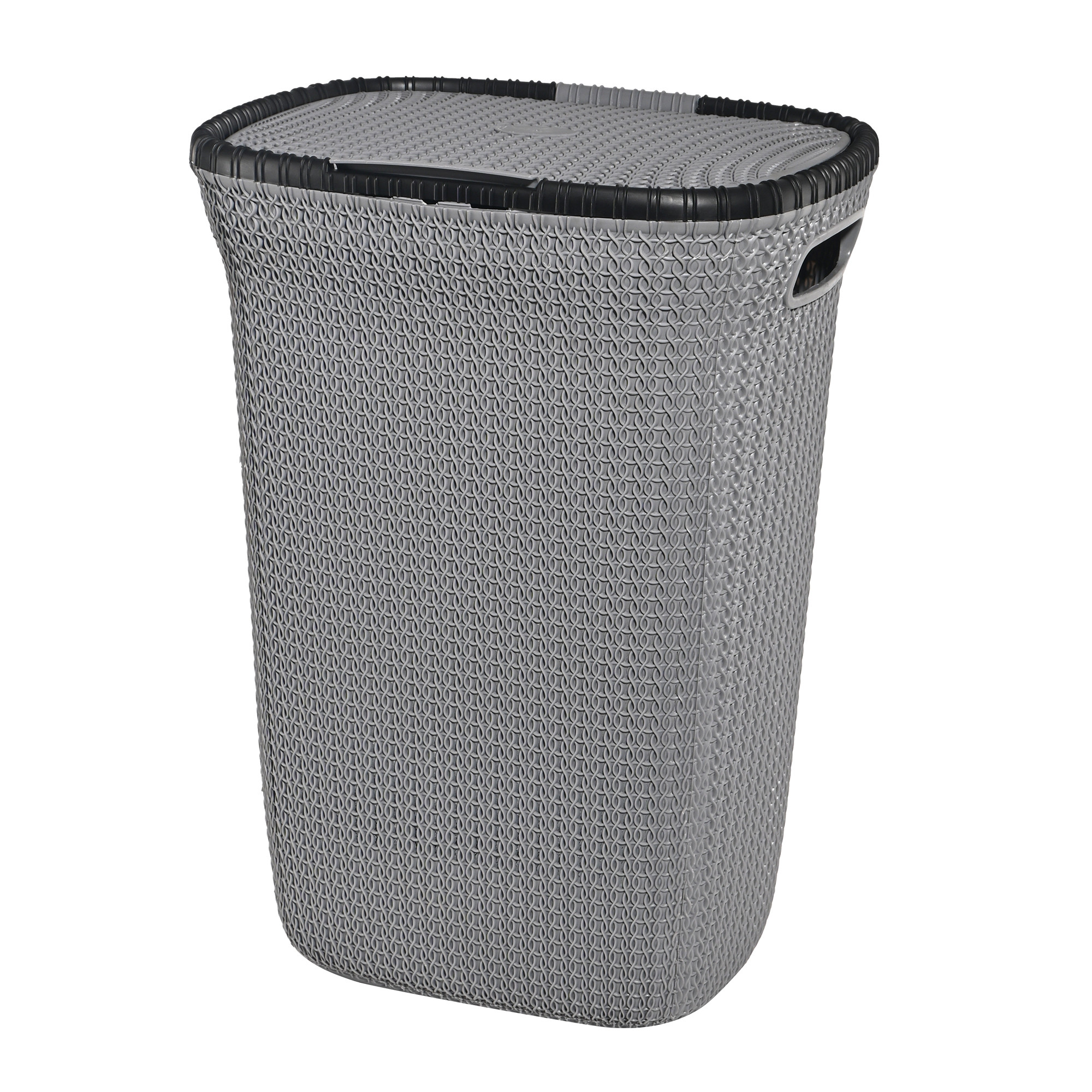 Kuber Industries Multipurpose Plastic Large 55 Ltr Laundry Basket with Lid  Handle  Ideal for Home  Bathroom  Marriott - Dark Grey