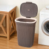 Multipurpose Plastic Large 55 Ltr Laundry Basket with Lid & Handle | Ideal for Home & Bathroom | Marriott - Light Brown